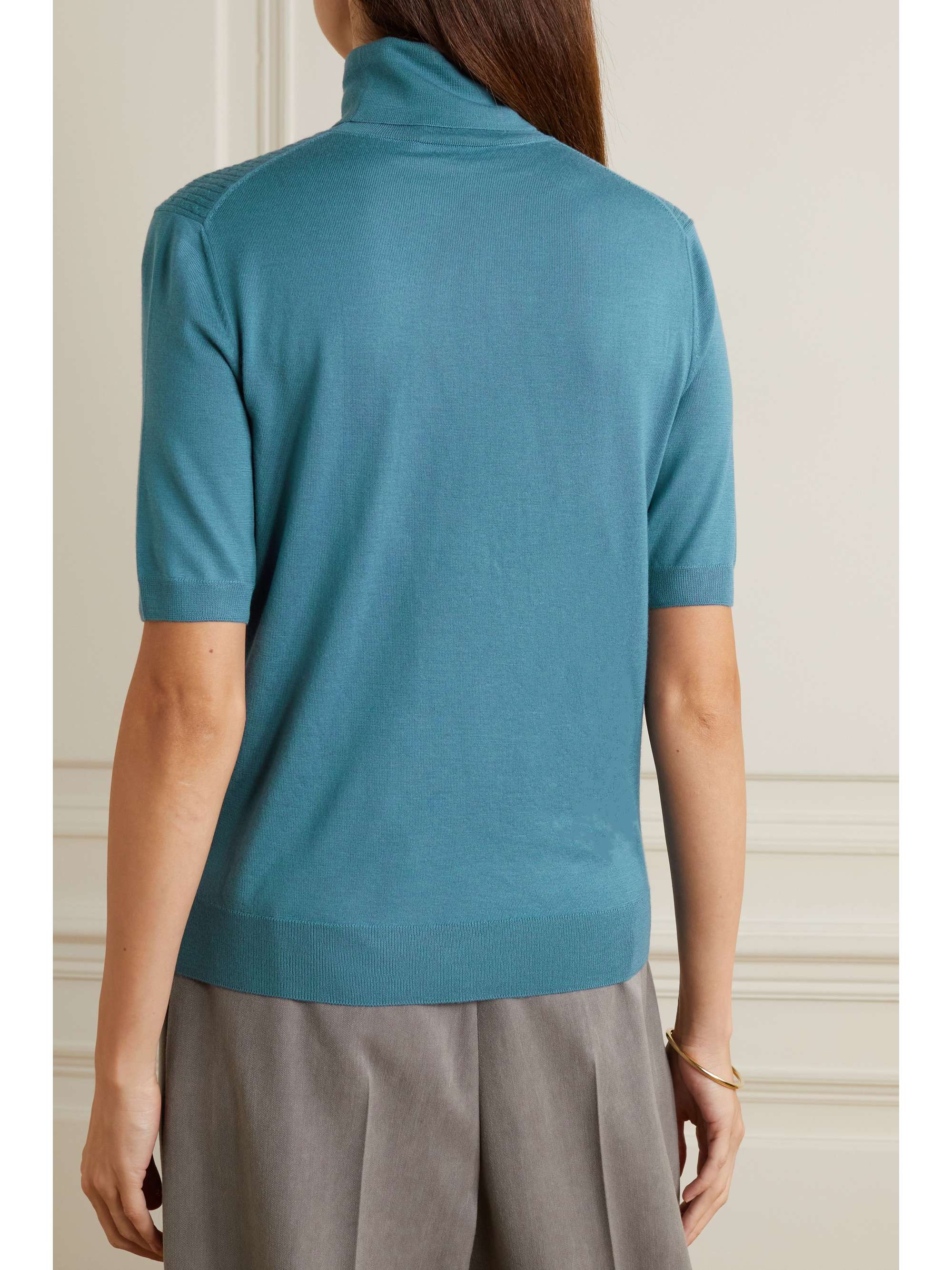 Dolcevita ribbed cashmere turtleneck top view