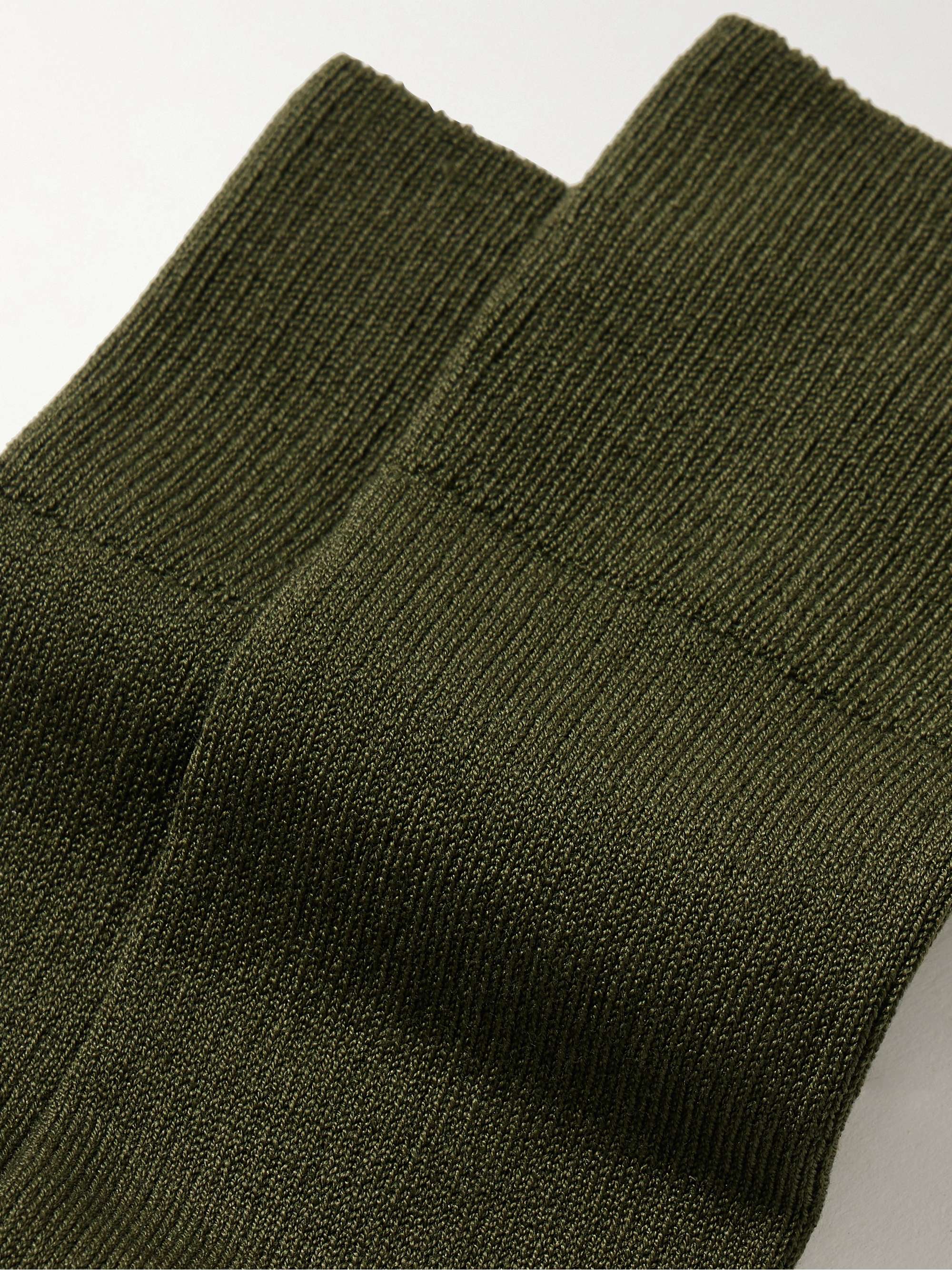 Set of six ribbed cotton-blend socks view