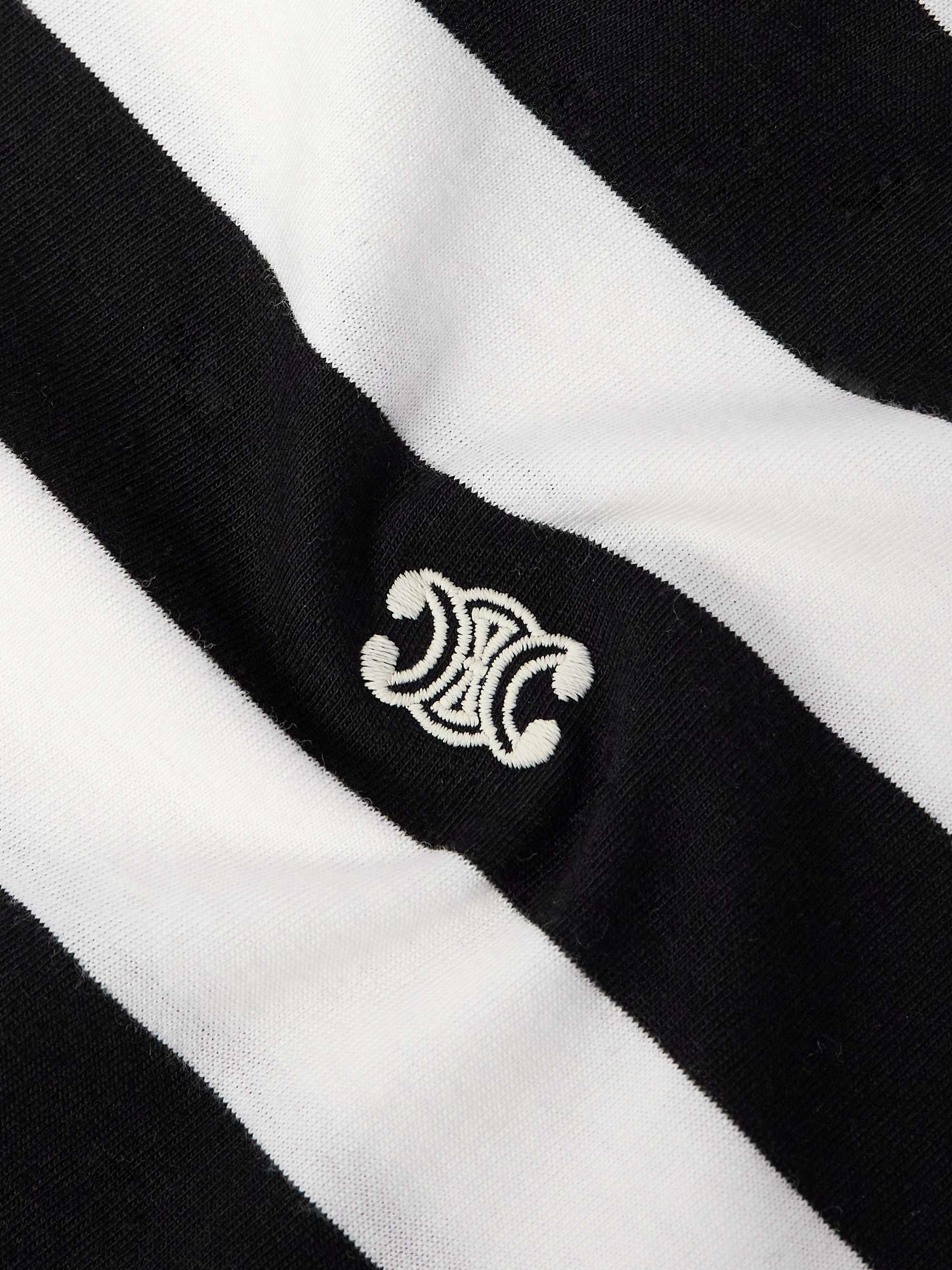 Cropped Logo-Embroidered Striped Cotton-Jersey T-Shirt view