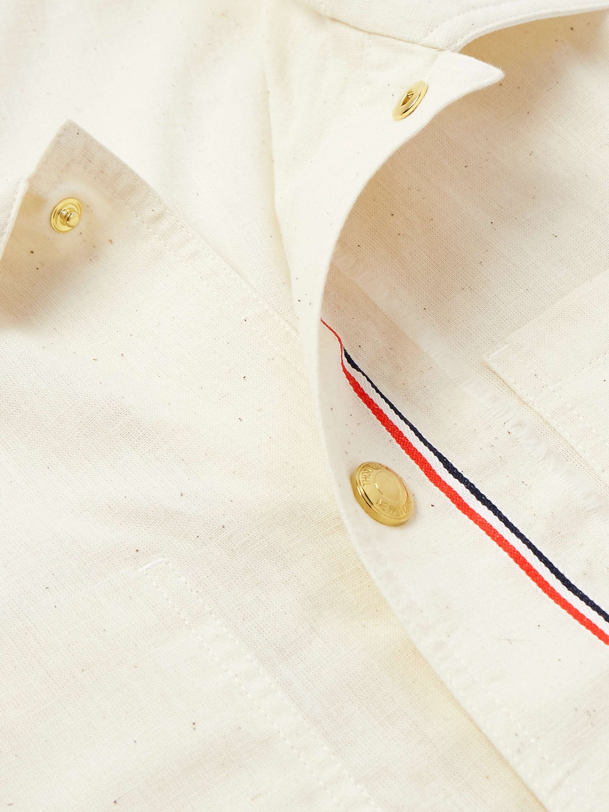 Striped Webbing-Trimmed Cotton Shirt view