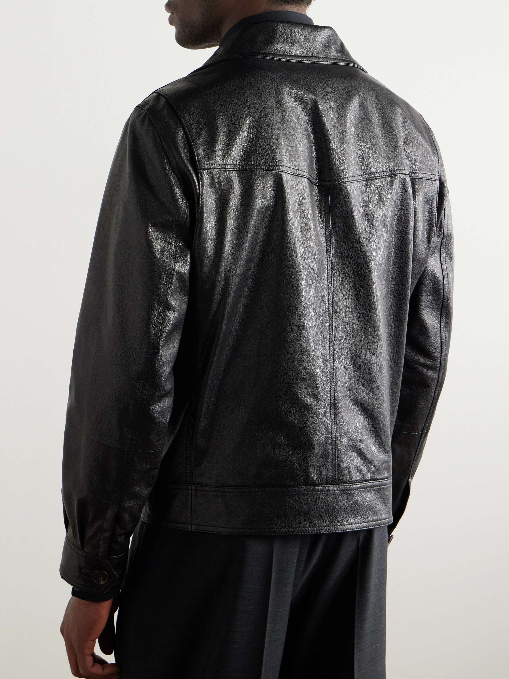 Glossed Full-Grain Leather Jacket view