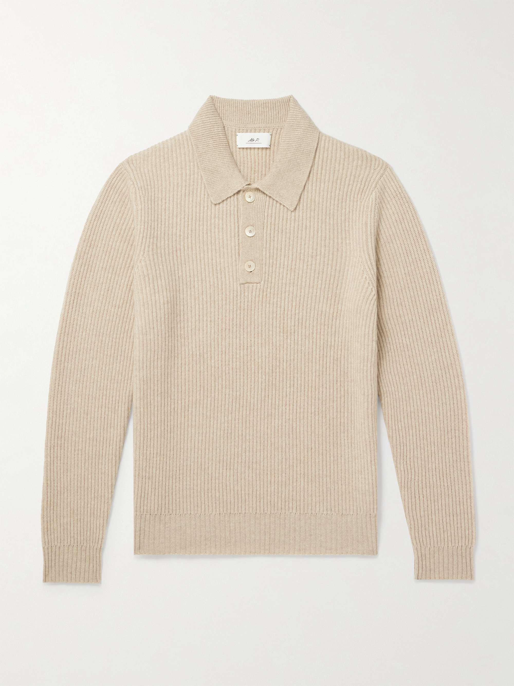 Ribbed Cashmere Polo Shirt view