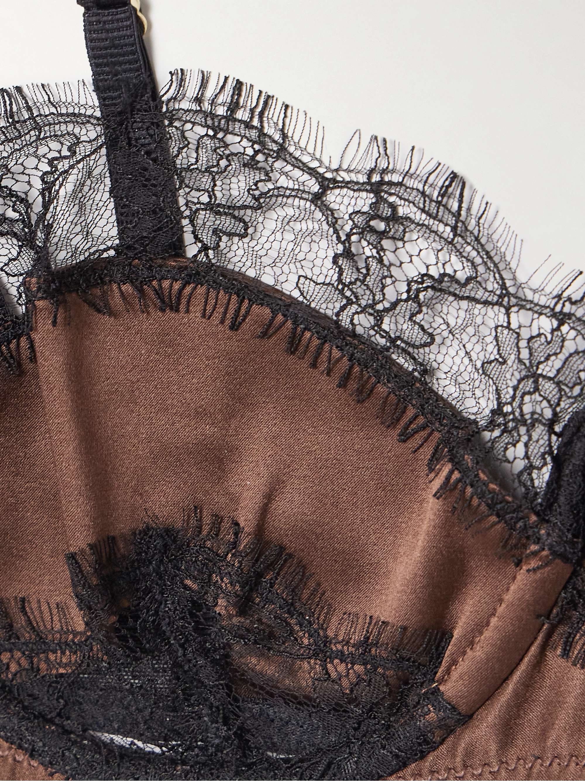 Lace-trimmed stretch-silk balconette bra view