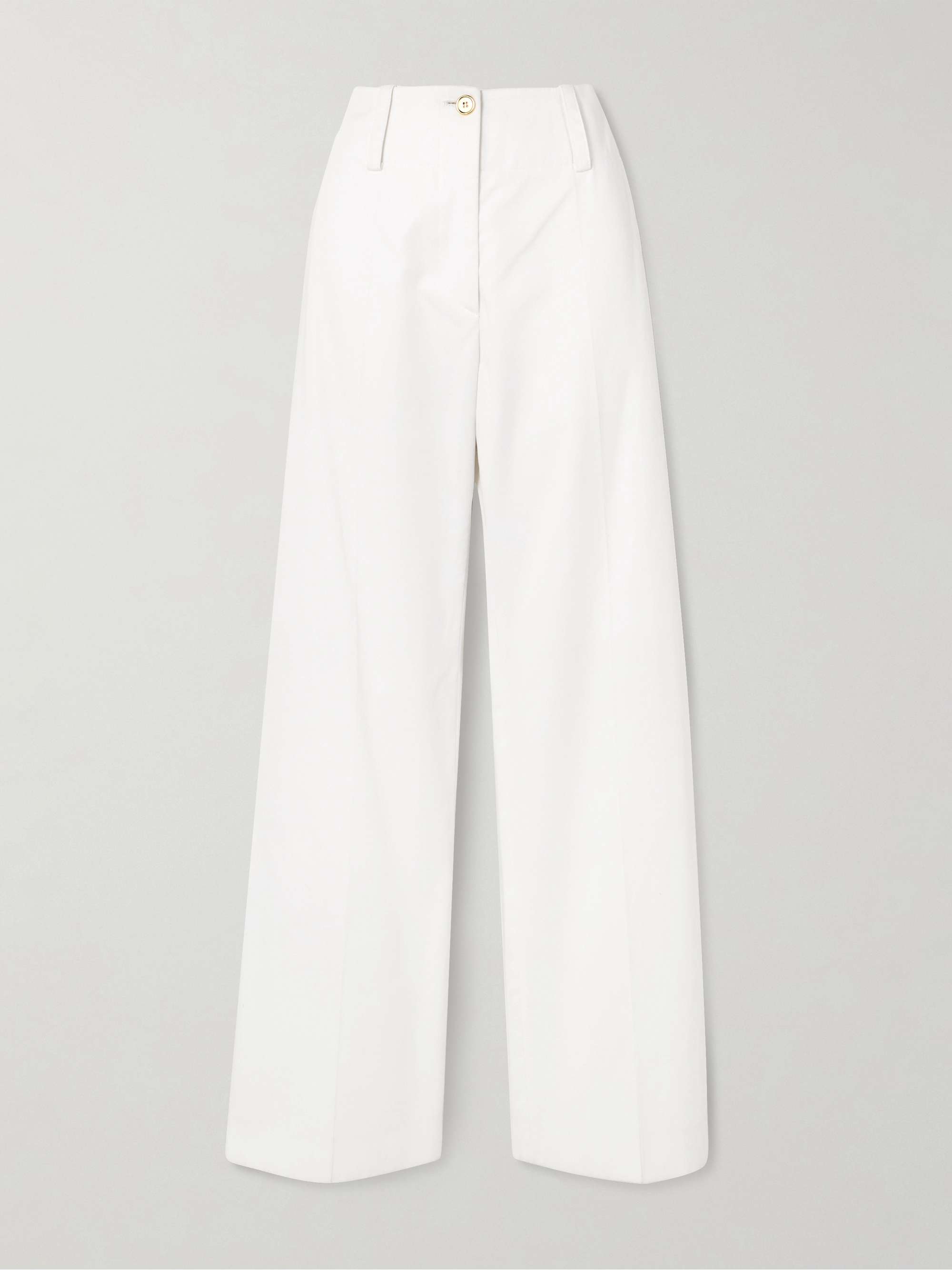 Embroidered cotton-twill straight-leg pants view
