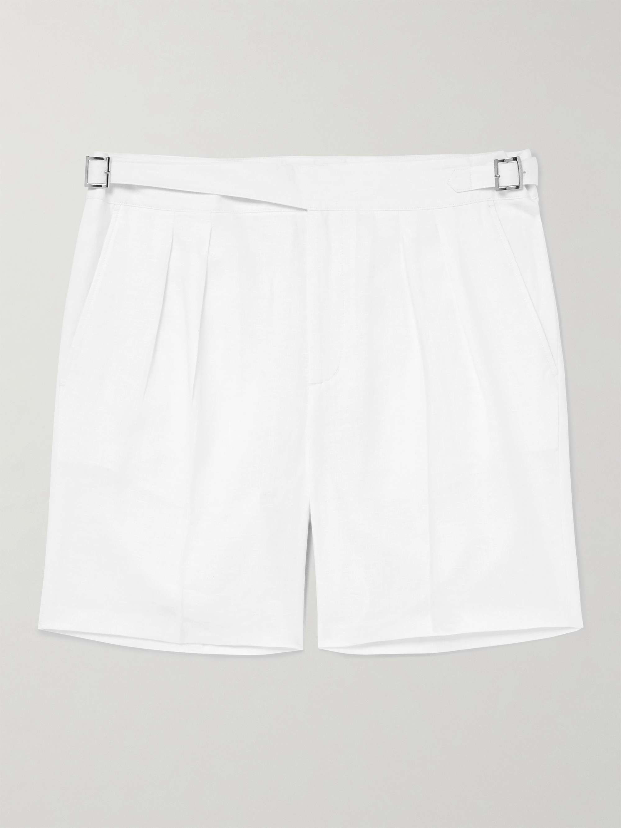 Straight-Leg Pleated Linen Bermuda Shorts view
