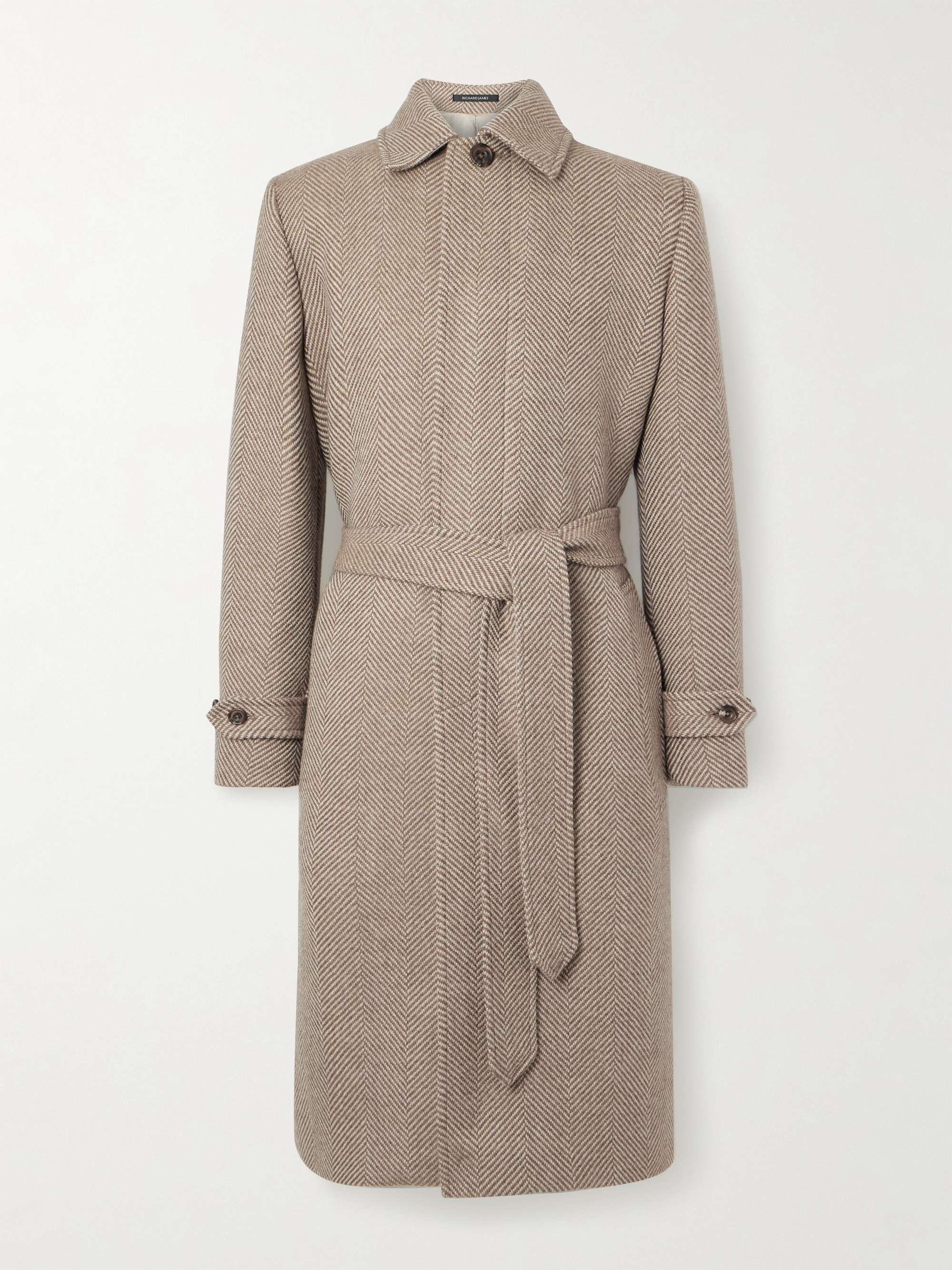 Belted Herringbone Virgin Wool Coat view