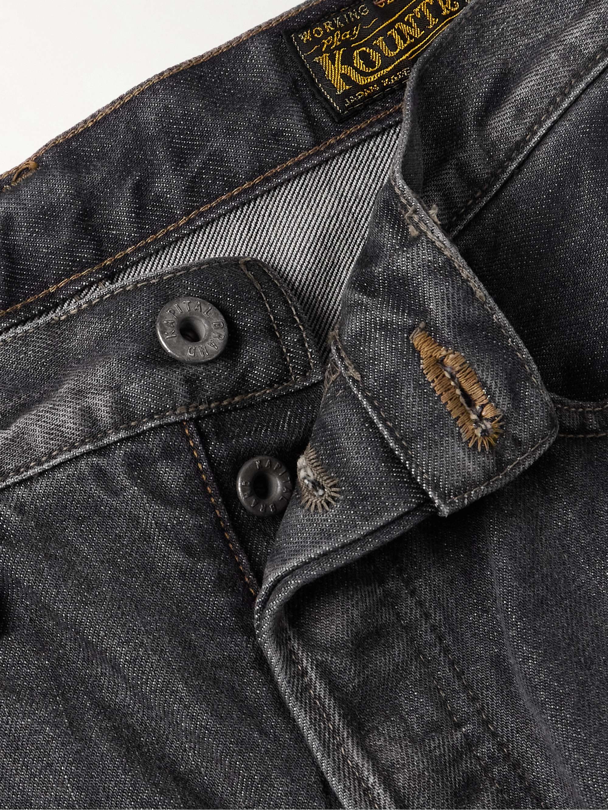 Monkey CISCO Straight-Leg Embellished Leather-Trimmed Jeans view