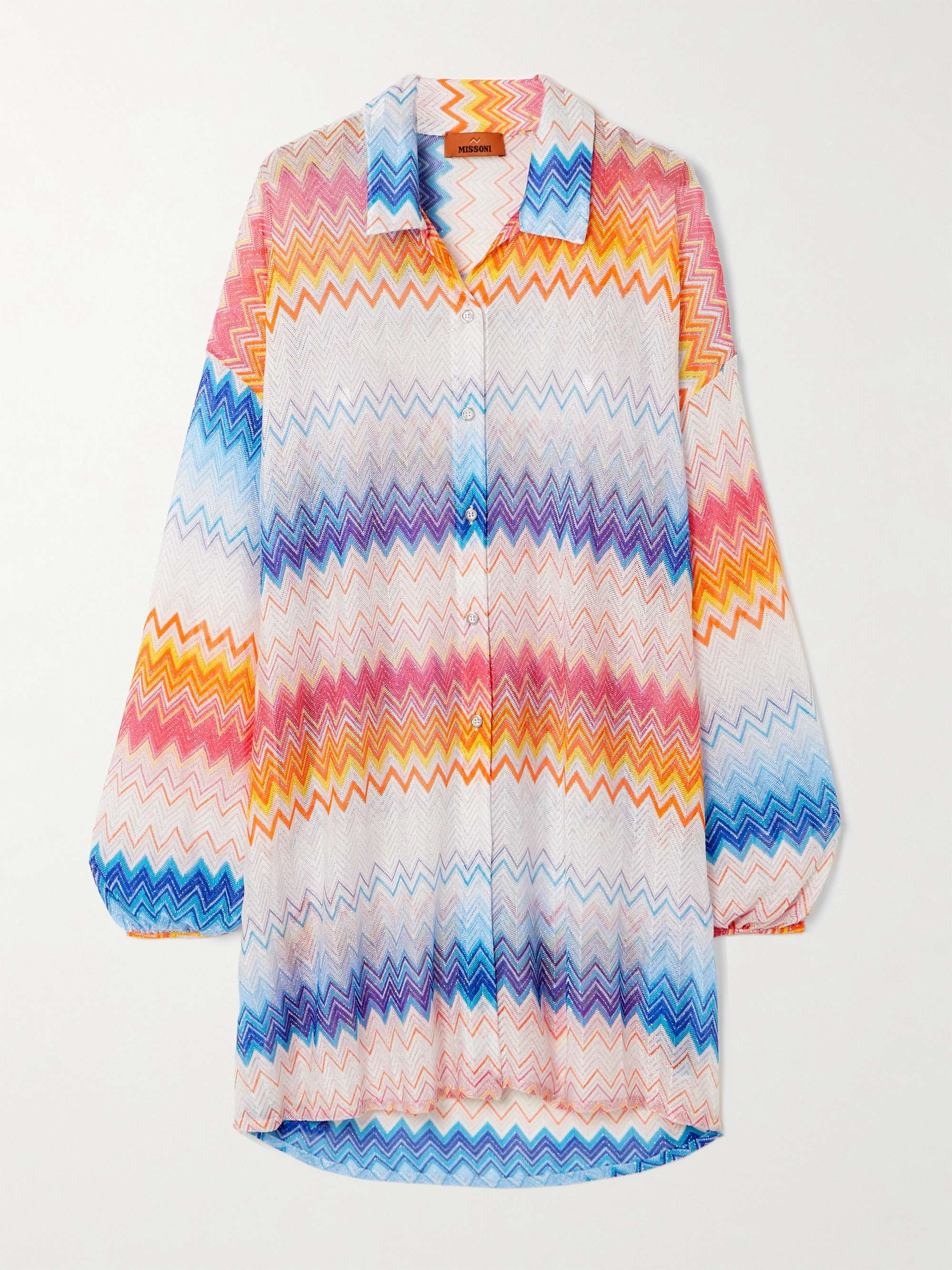 Mare oversized striped metallic crochet-knit shirt view