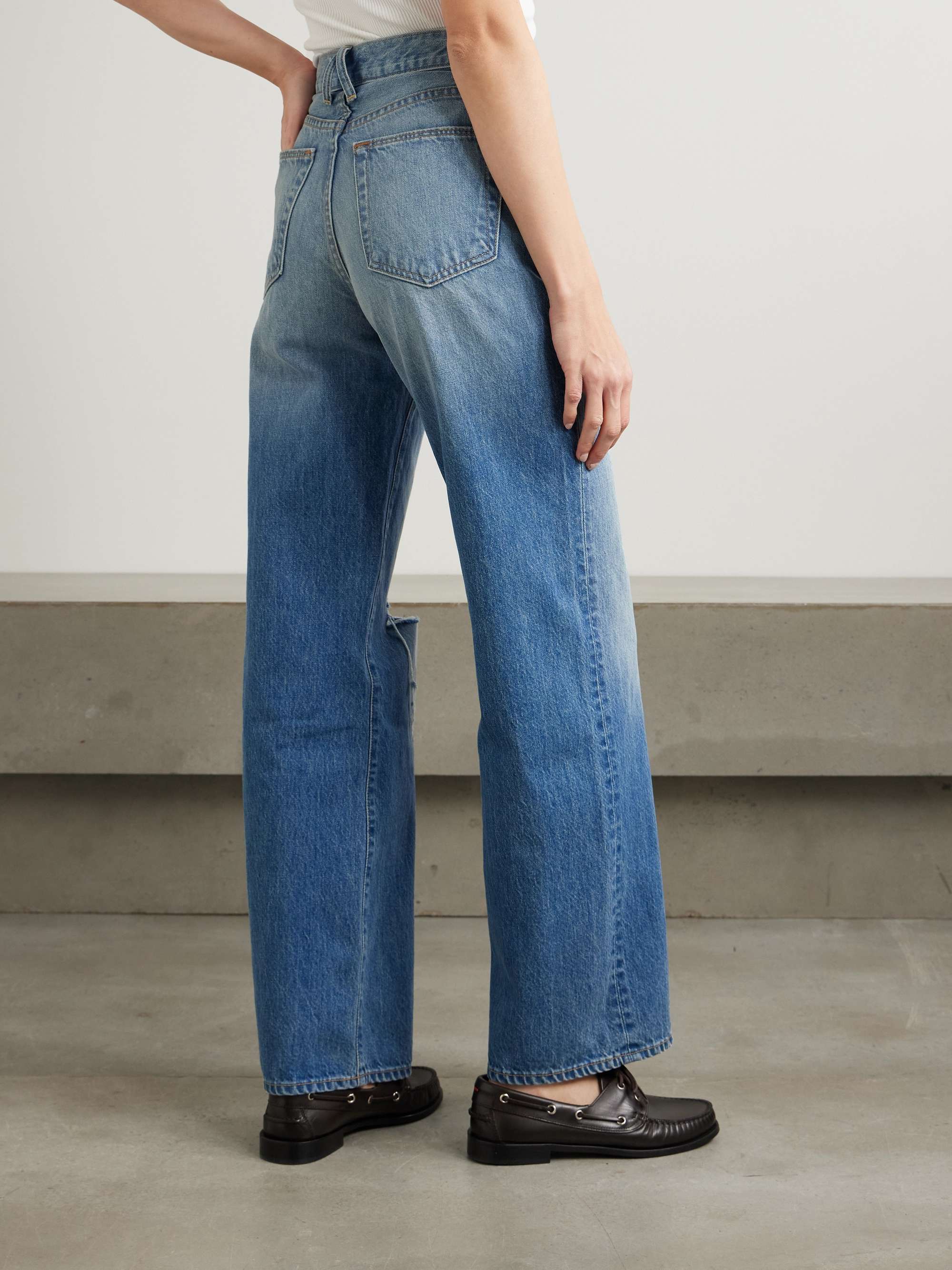 Grace distressed high-rise wide-leg jeans view
