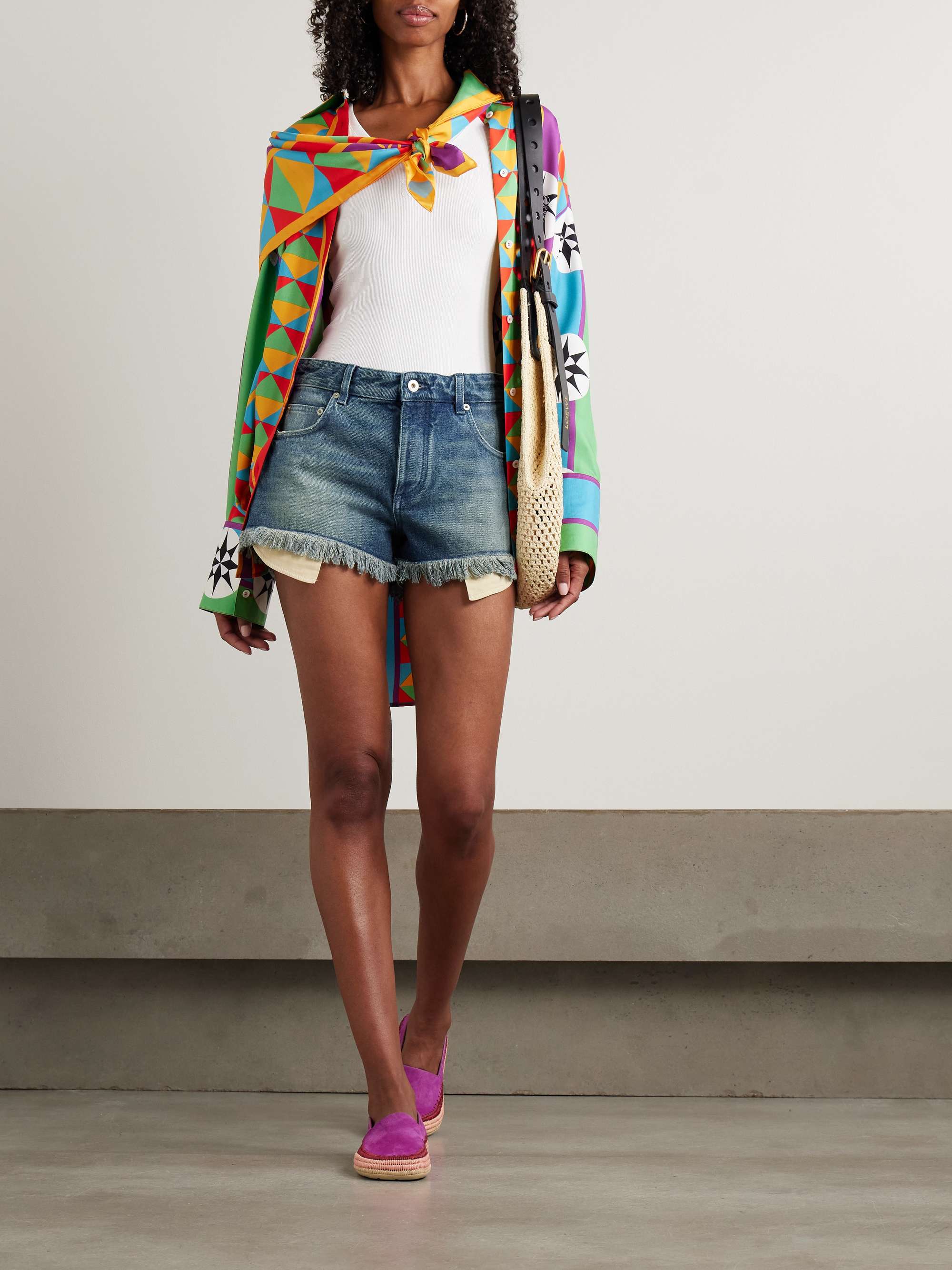 + Paula's Ibiza fringed denim shorts view