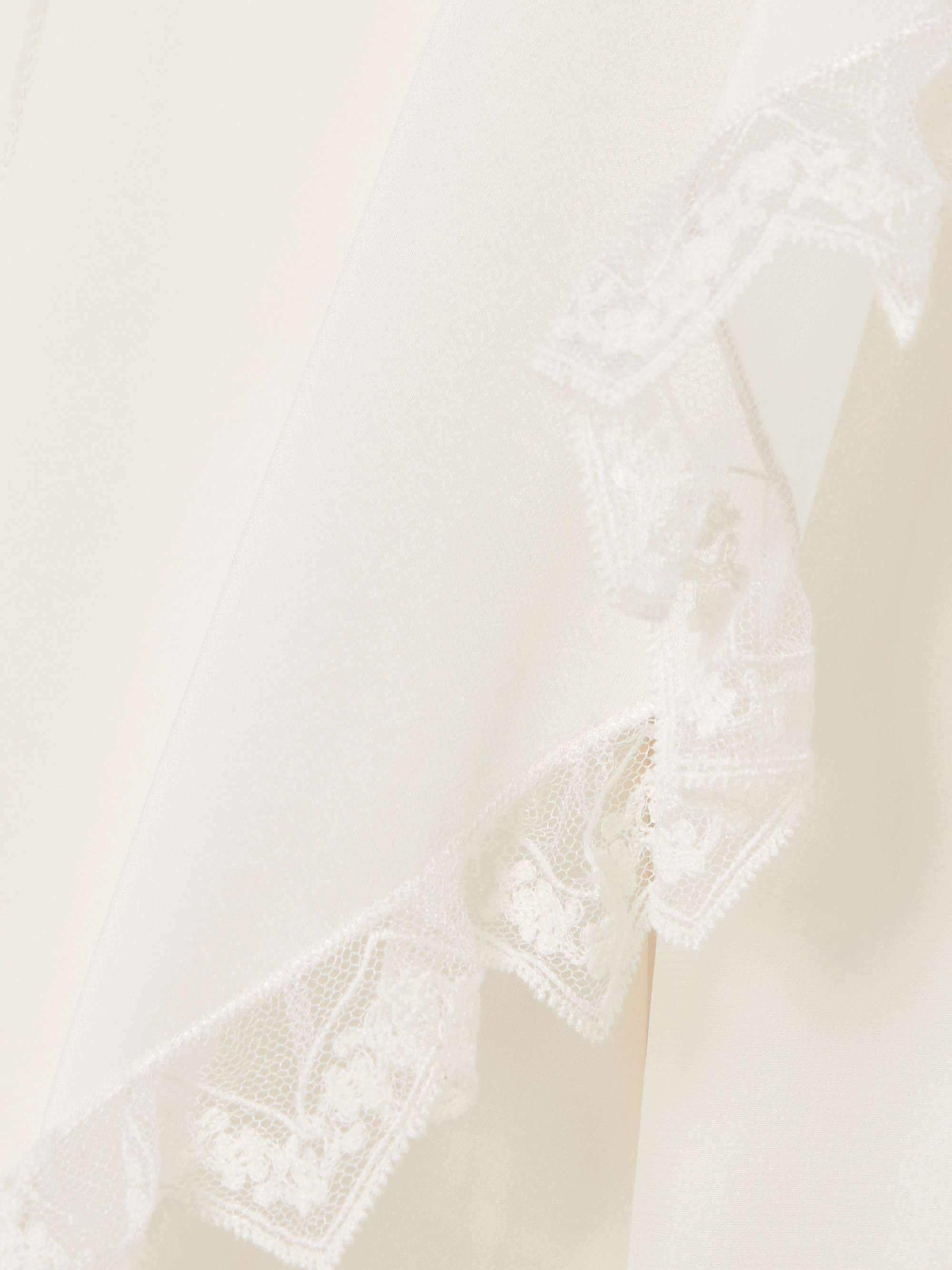 Lace-trimmed draped layered silk-crepe de chine shirt view