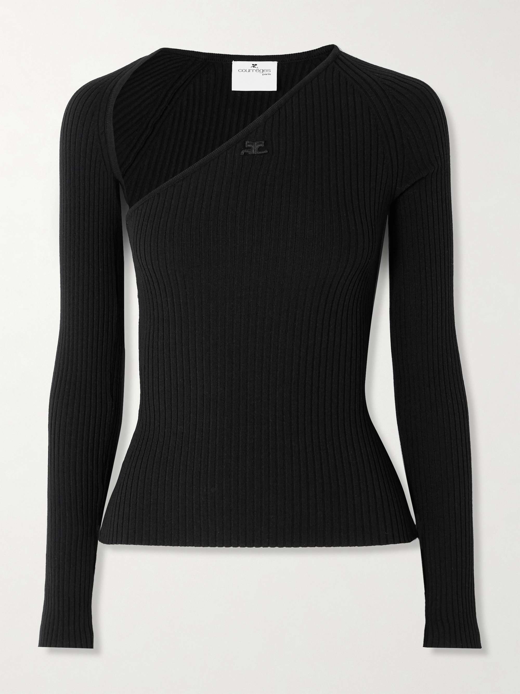 Slash asymmetric ribbed-knit sweater view