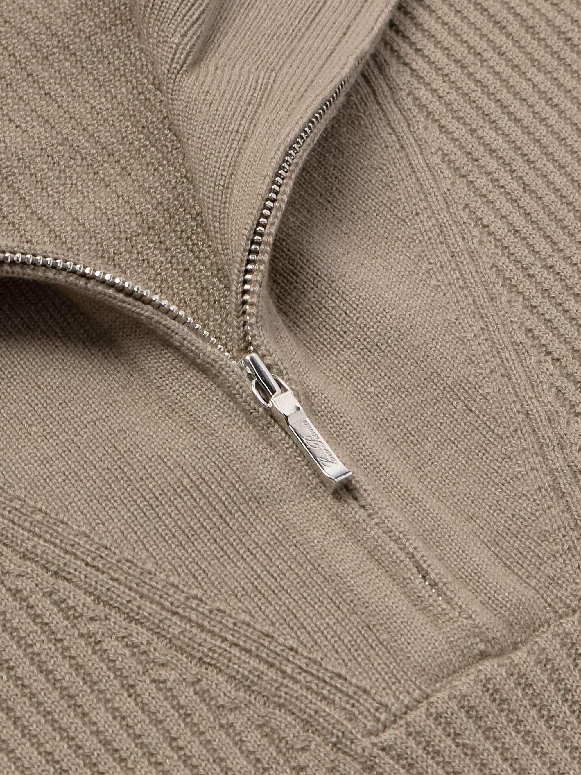 Akan Ribbed Cashmere and Silk-Blend Half-Zip Sweater view