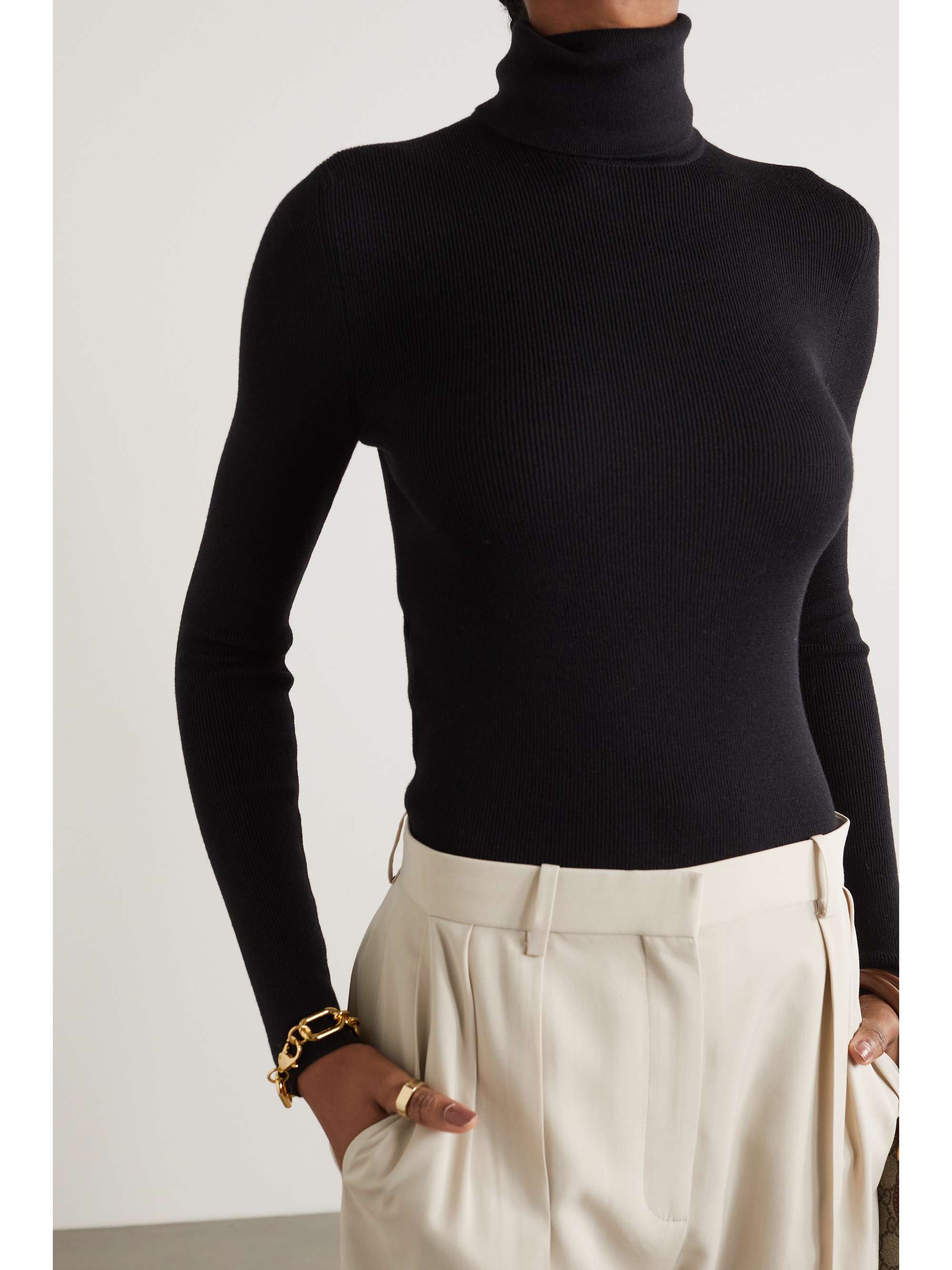Embroidered wool-blend turtleneck sweater view