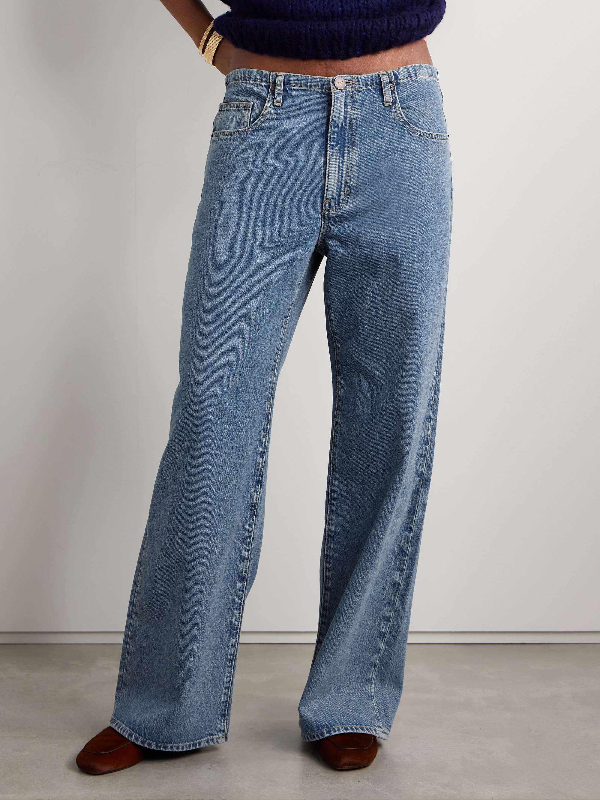 Jenny Drawstring organic mid-rise wide-leg jeans view