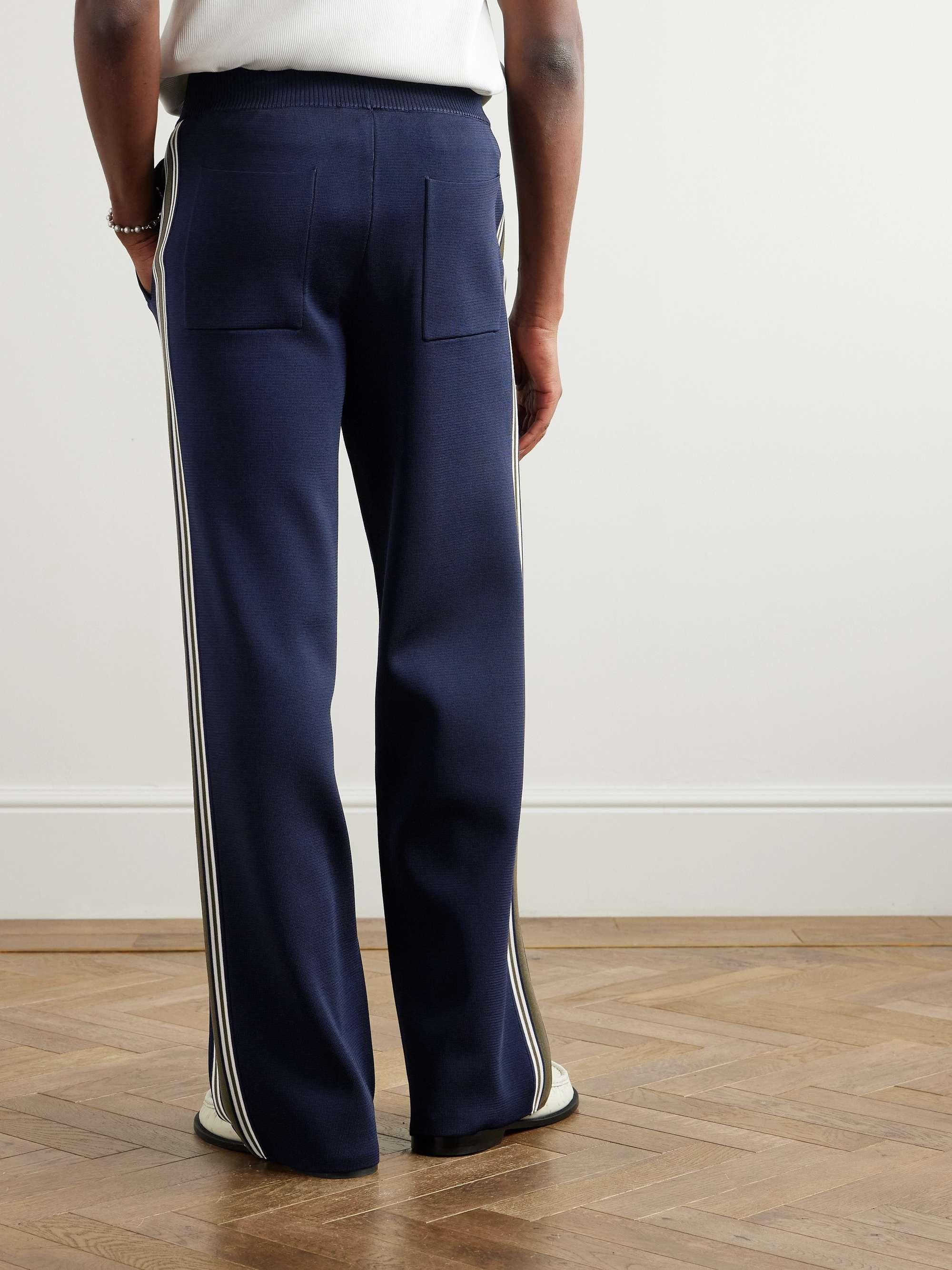Straight-Leg Striped Knitted Track Pants view