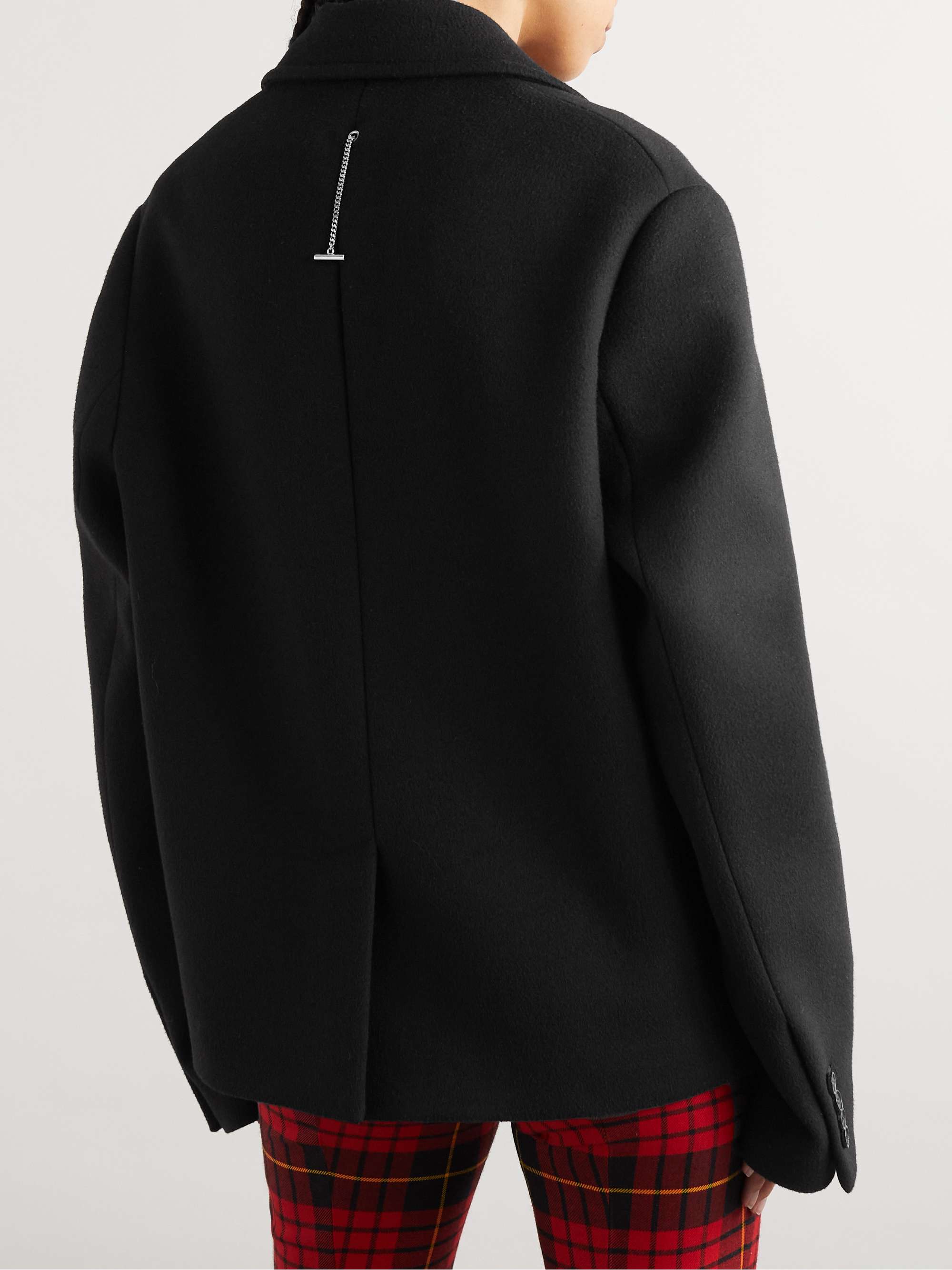 Double-breasted embellished wool and cashmere-blend felt coat view