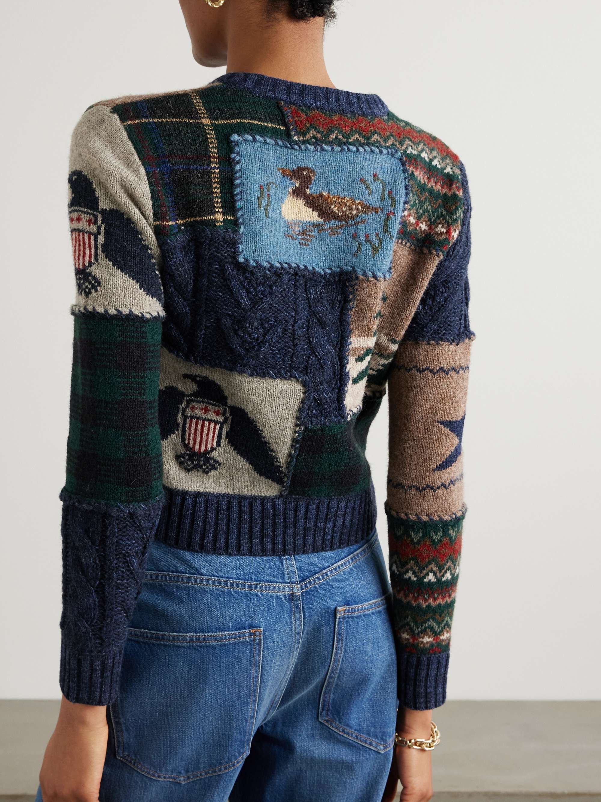Cropped patchwork wool and cashmere-blend sweater view