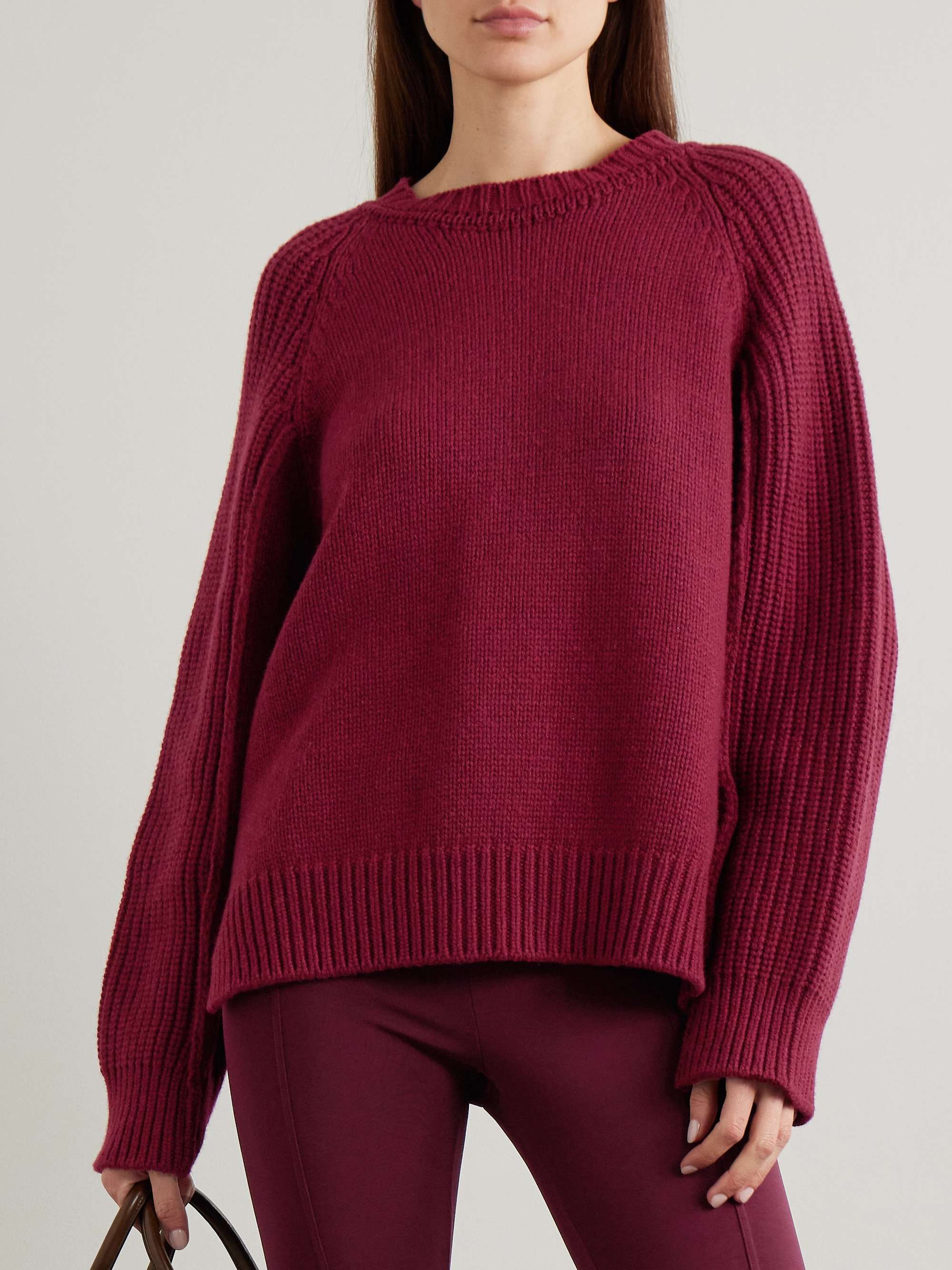 Oversized ribbed recycled cashmere and wool-blend sweater view