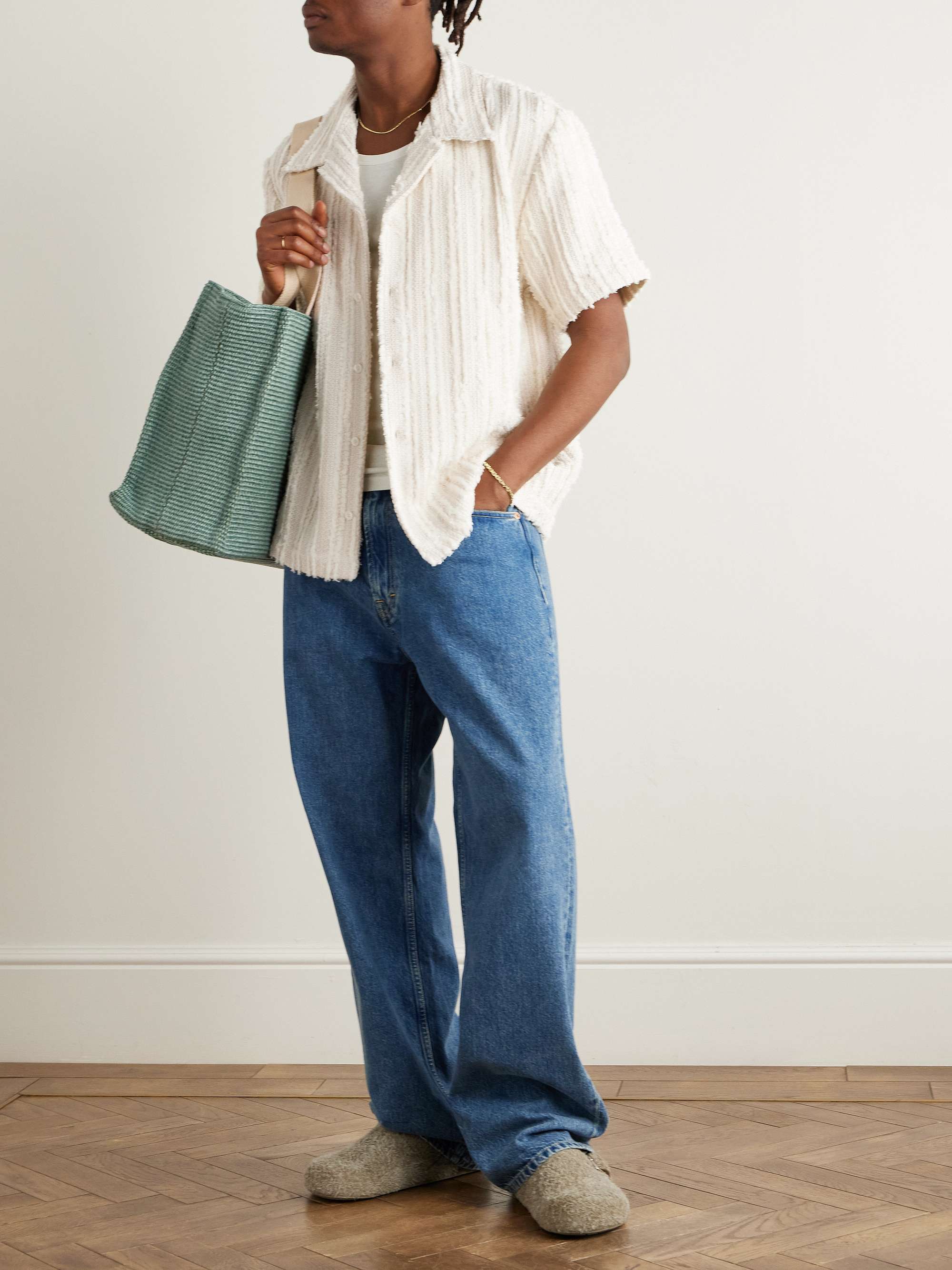 Noam Convertible-Collar Striped Bouclé Shirt view