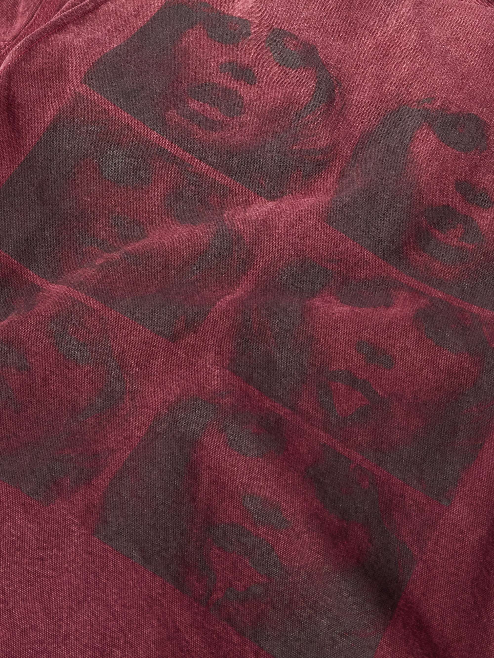 Corduroy-Trimmed Printed Distressed Cotton-Canvas Jacket view