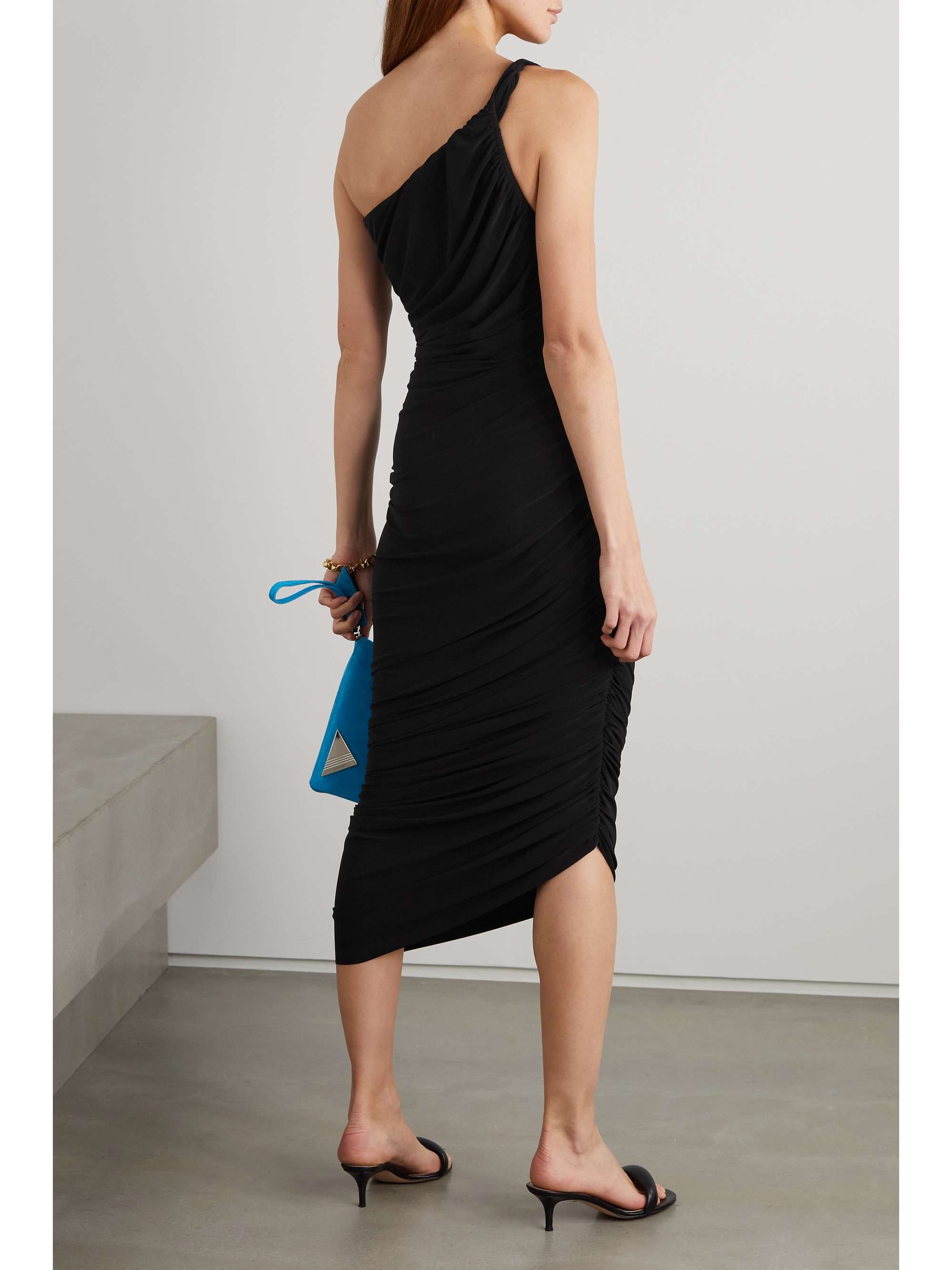 Diana one-shoulder ruched stretch-jersey gown view