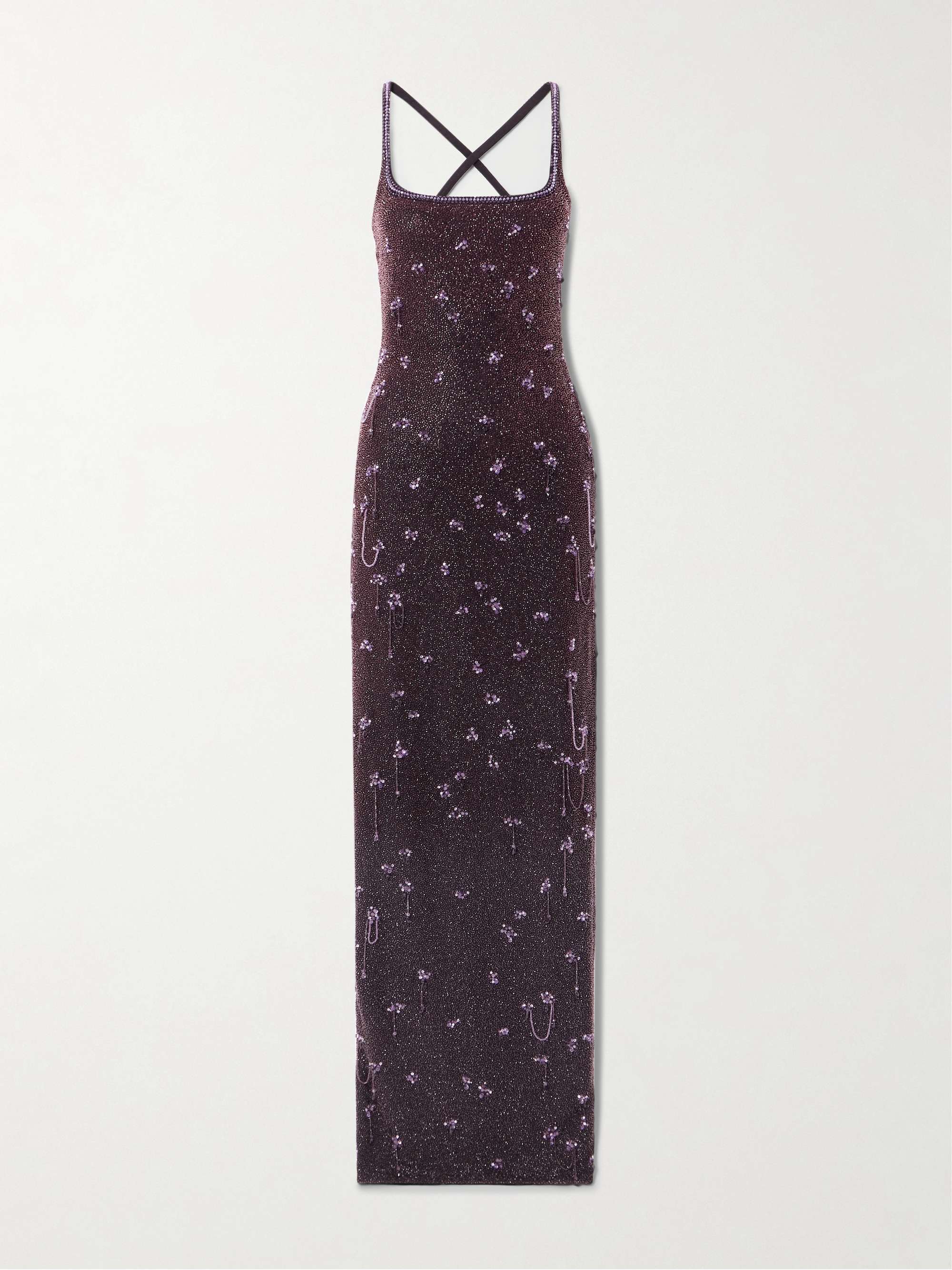 Wisteria embellished stretch-mesh gown view