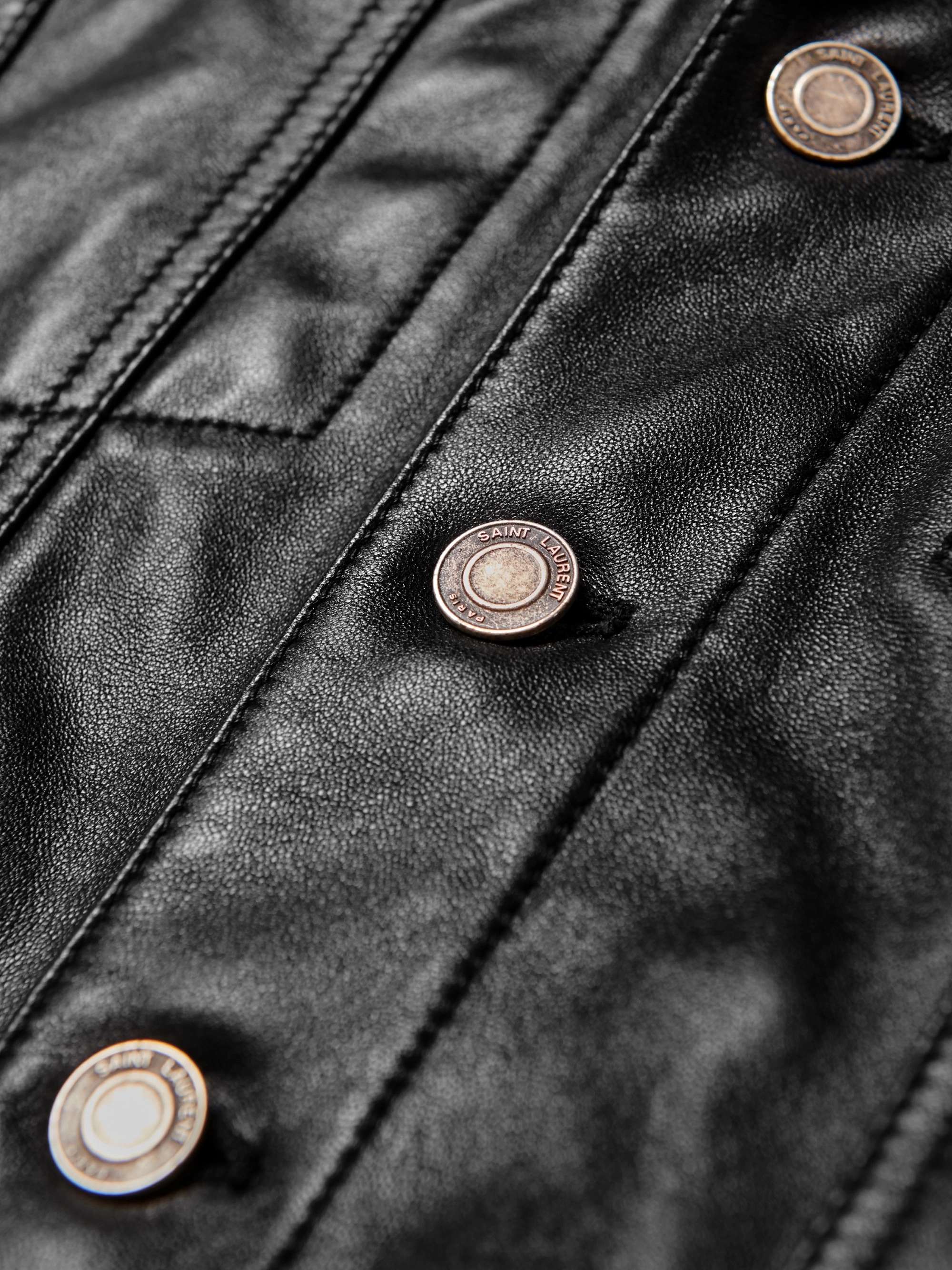 Slim-Fit Leather Trucker Jacket view