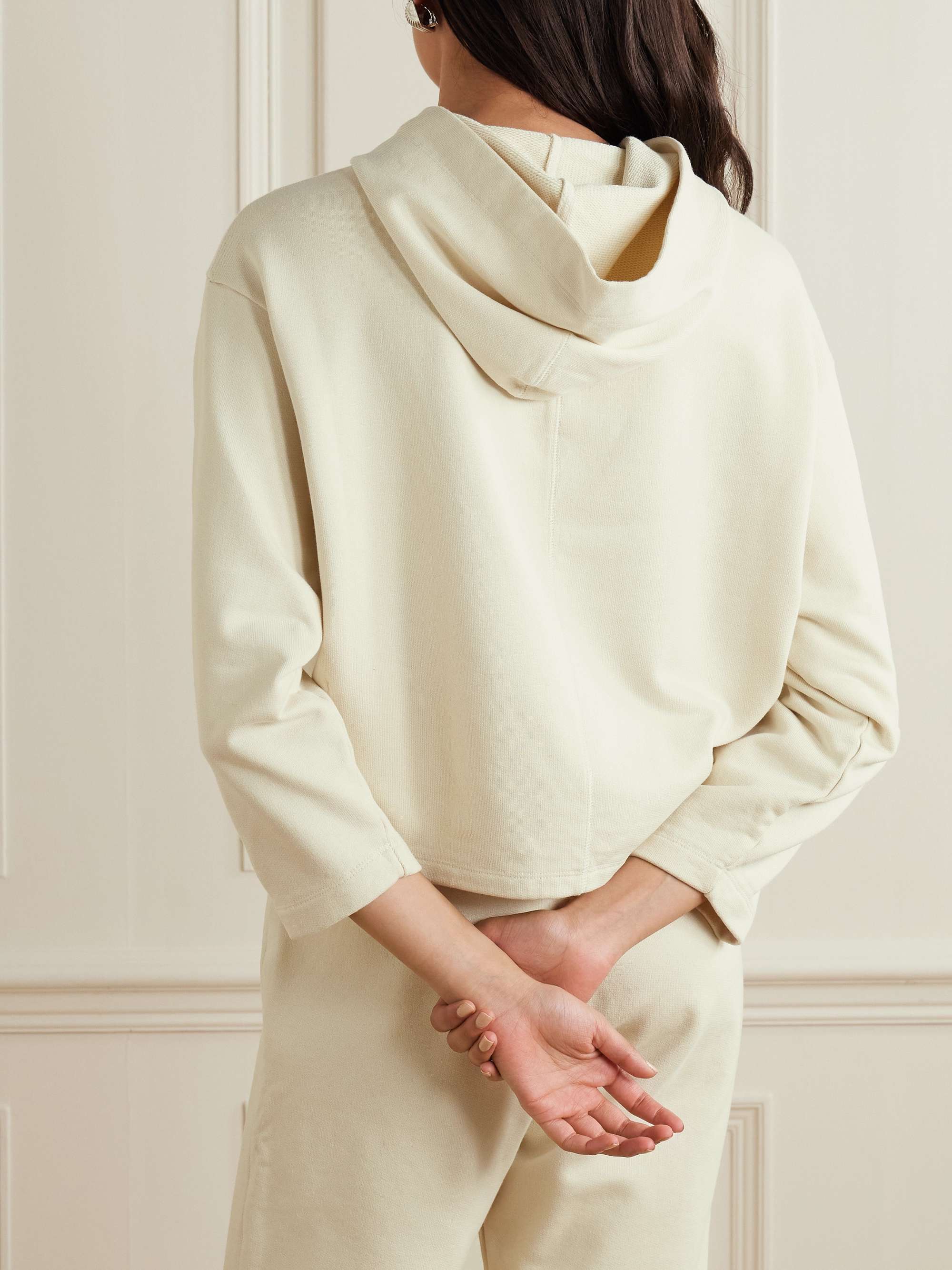Cropped organic cotton-blend jersey hoodie view