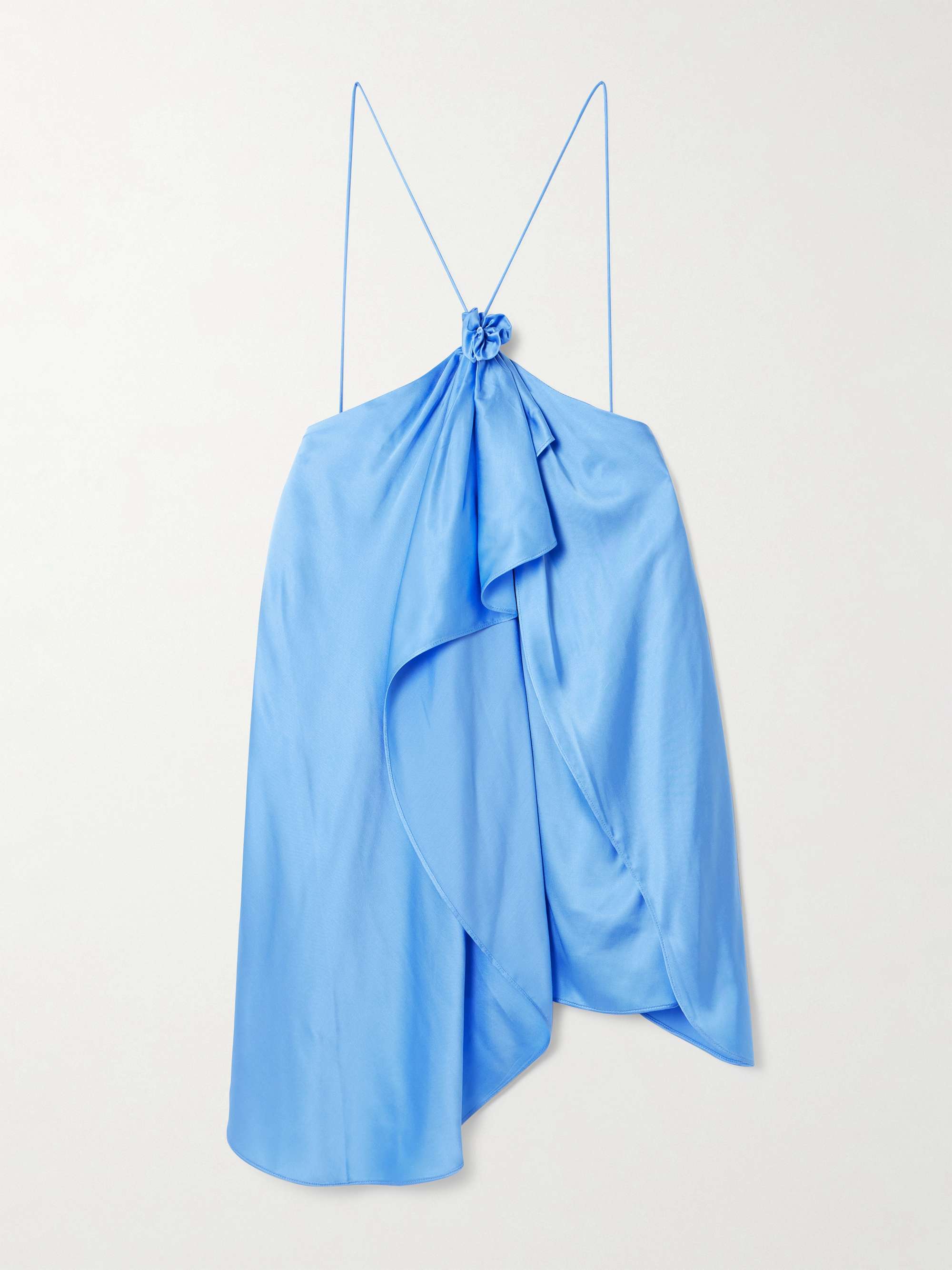 Draped satin halterneck top view