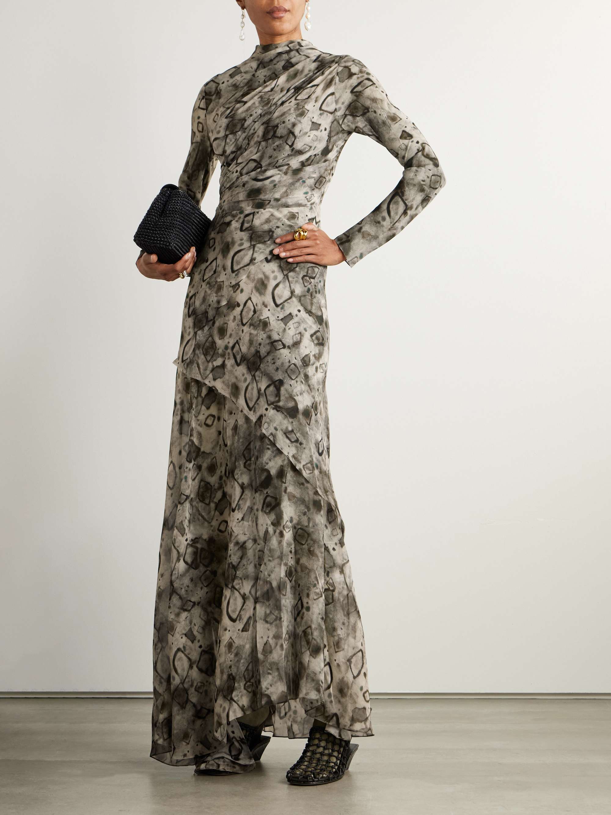Meena printed silk-georgette wrap jacket view