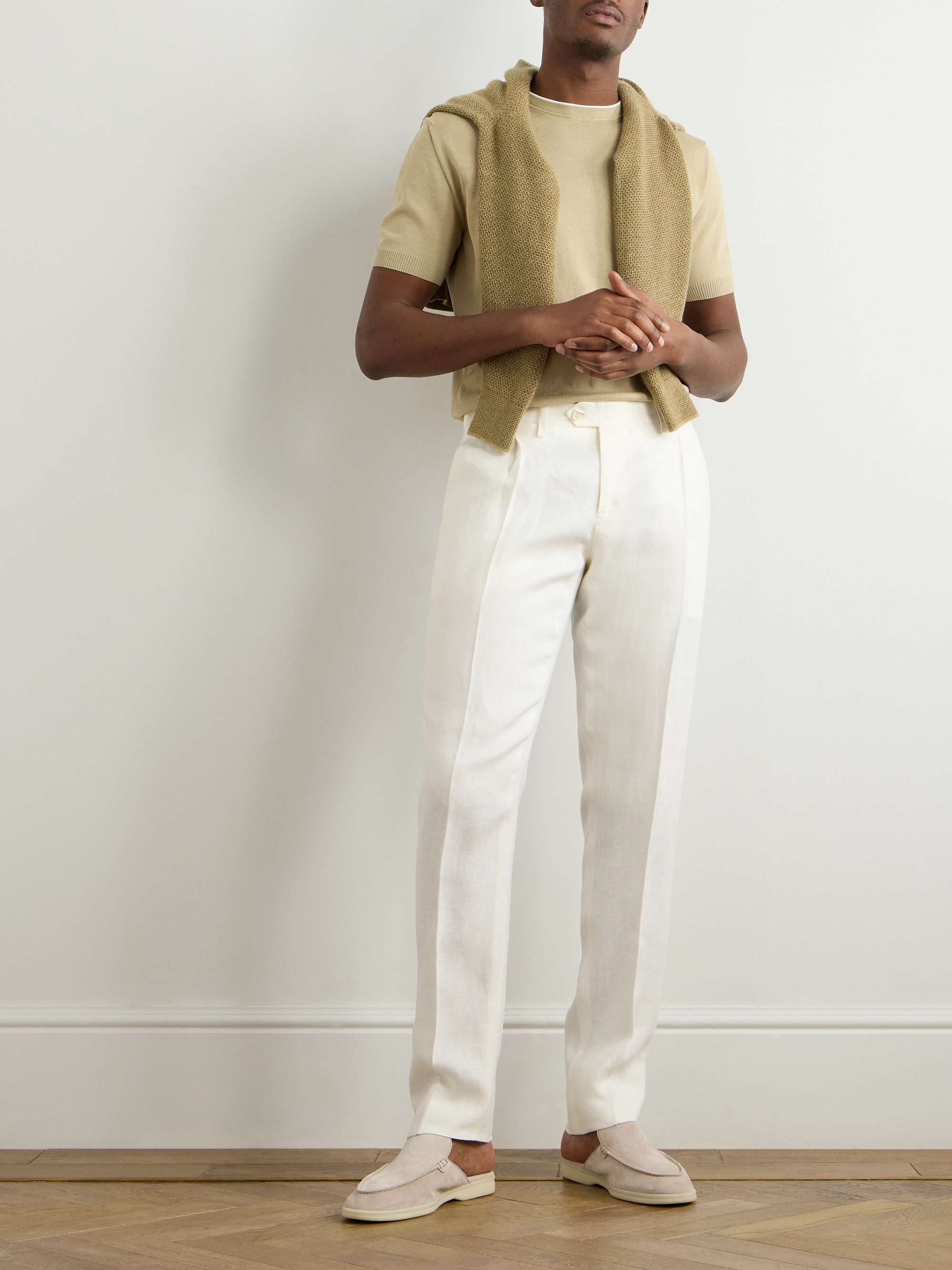 Soho Tapered Pleated Linen-Twill Trousers view