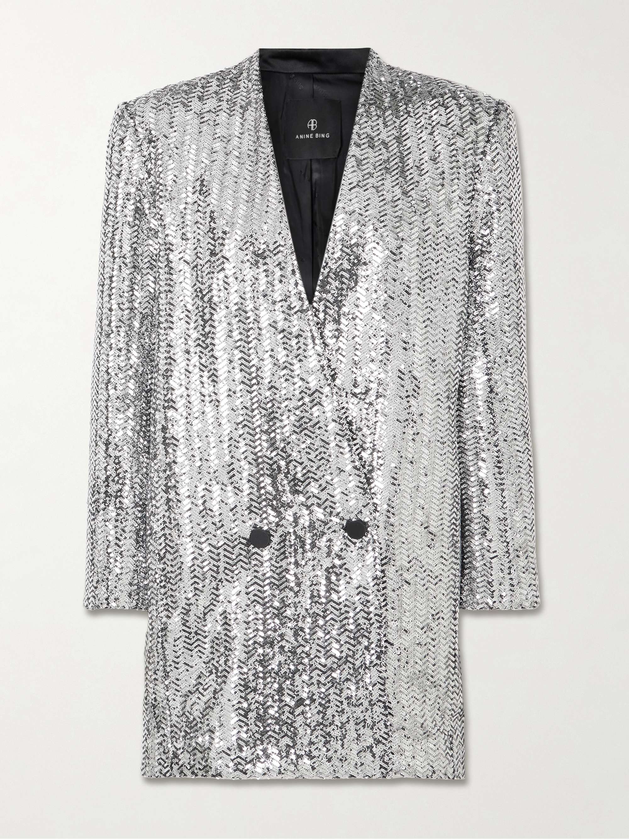 Veneda double-breasted sequined satin mini dress view