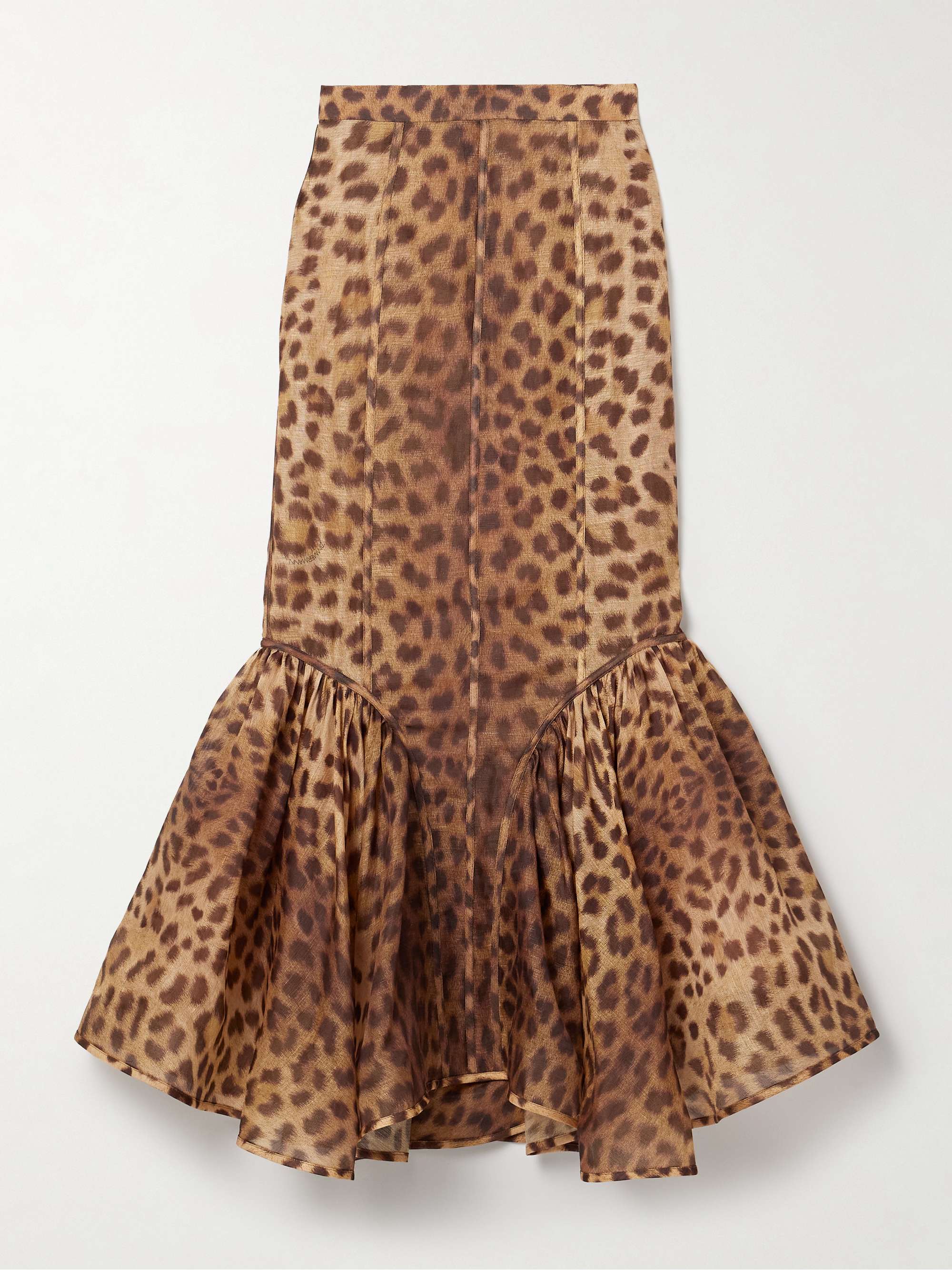 Crush ruffled paneled leopard-print linen and silk-blend organza maxi skirt view