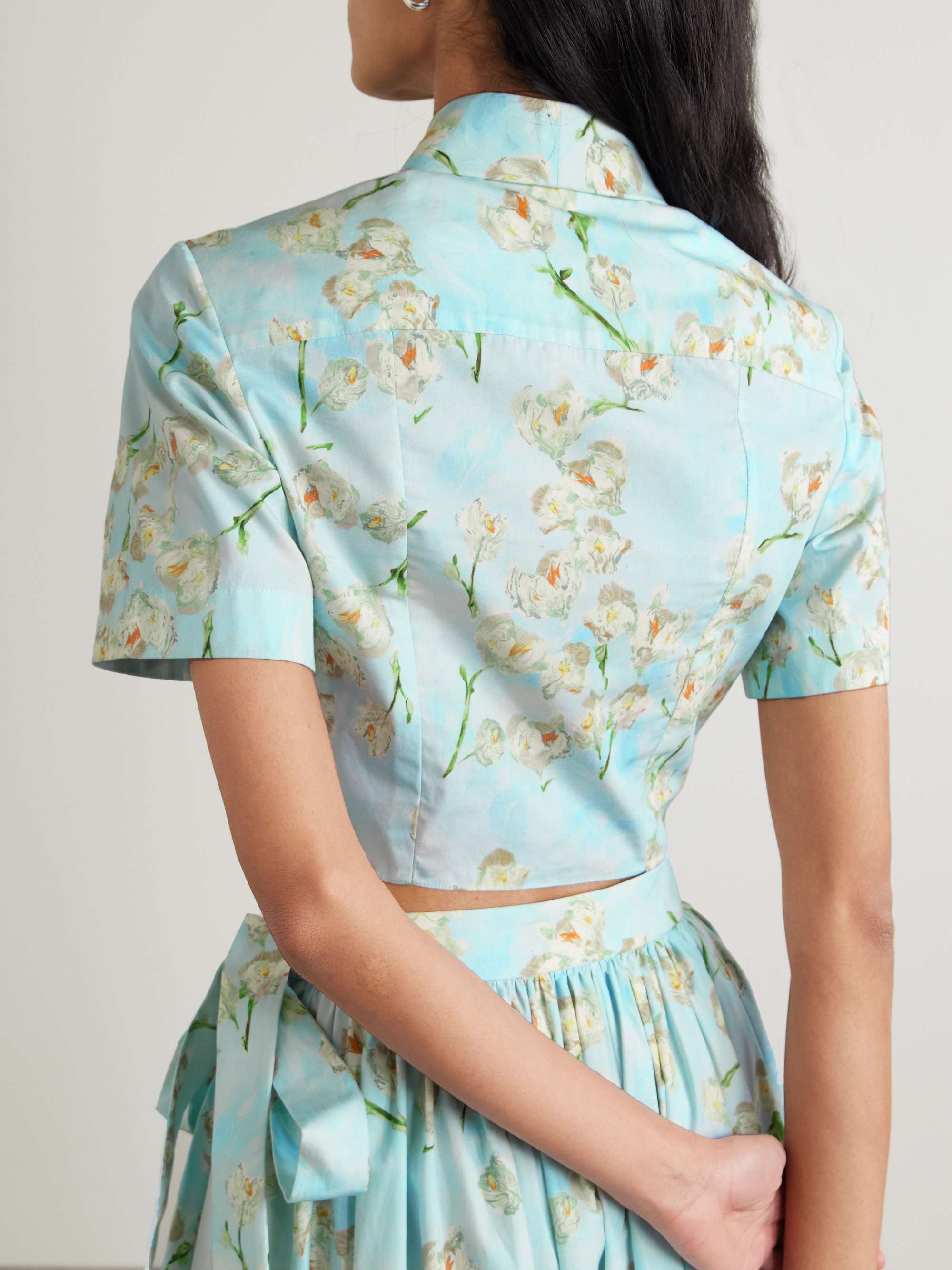 Natalie cropped floral-print cotton-poplin shirt view