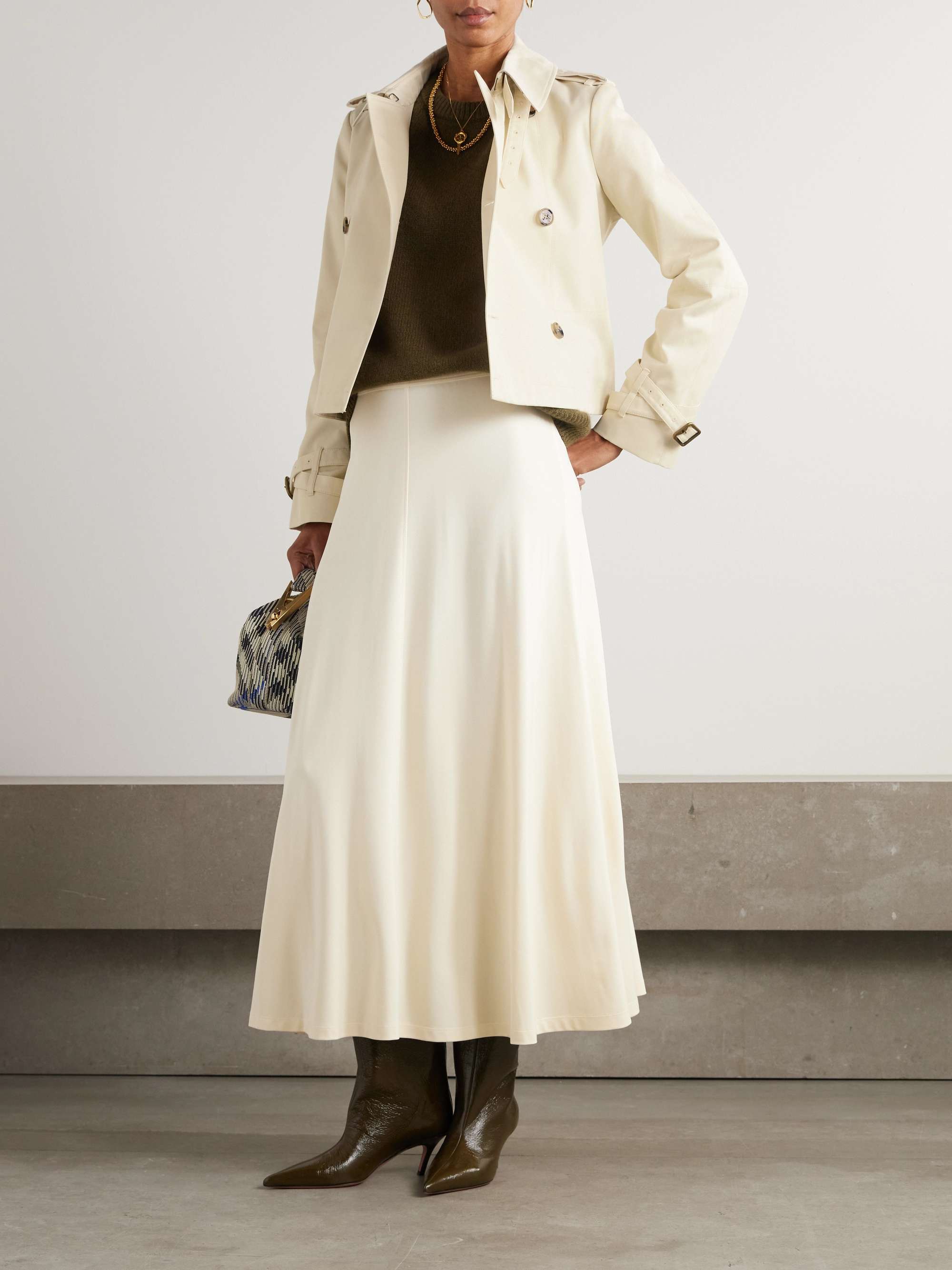 Double-breasted belted gabardine jacket view