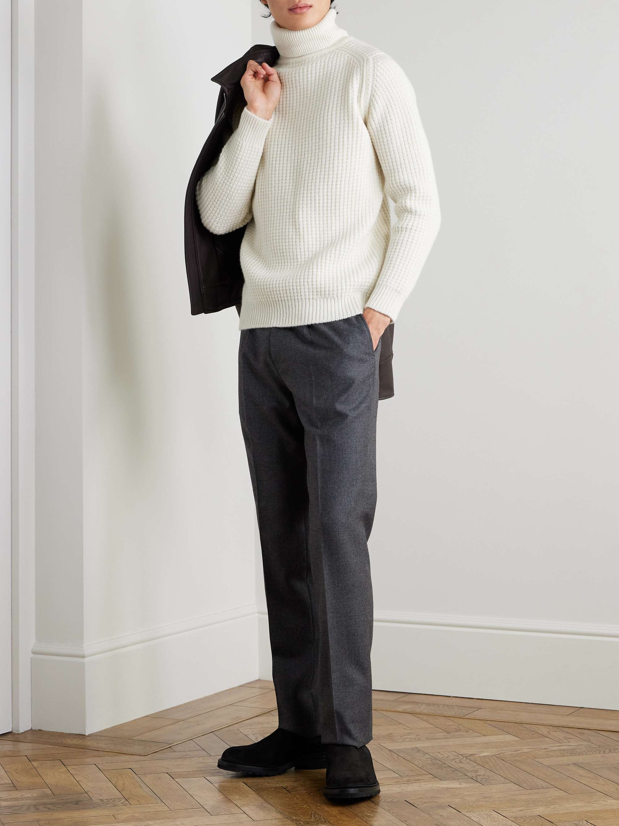Cliveden Waffle-Knit Wool Rollneck Sweater view