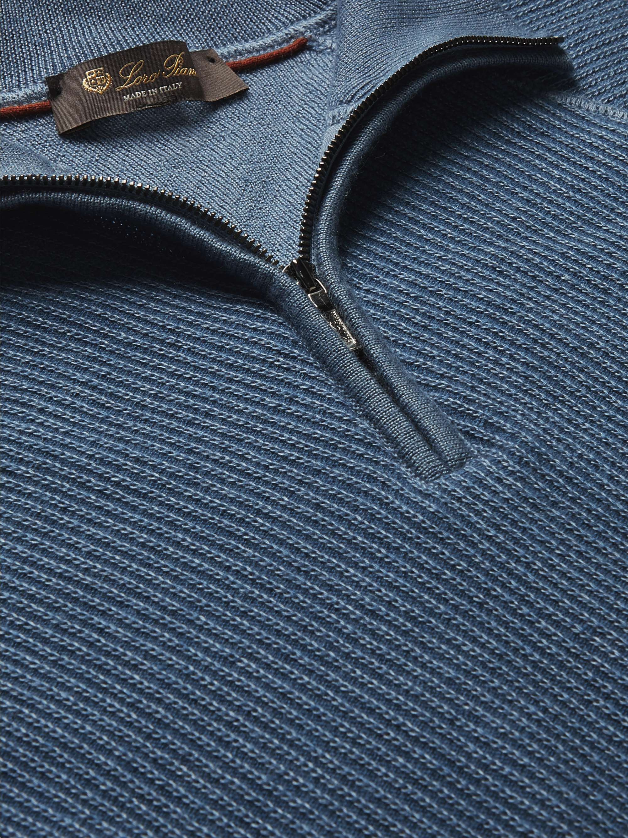 Ribbed Cashmere and Silk-Blend Half-Zip Sweater view