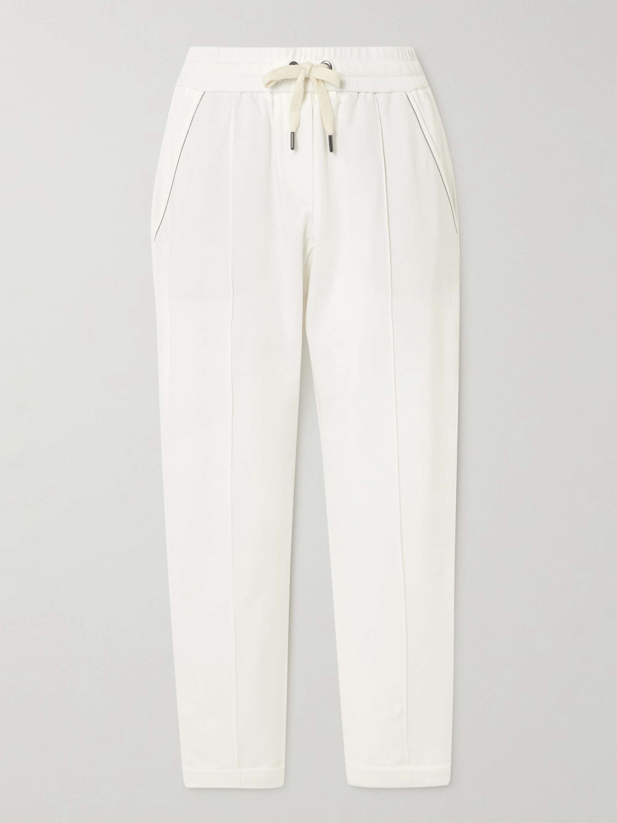 Bead-embellished cotton-blend tapered sweatpants view