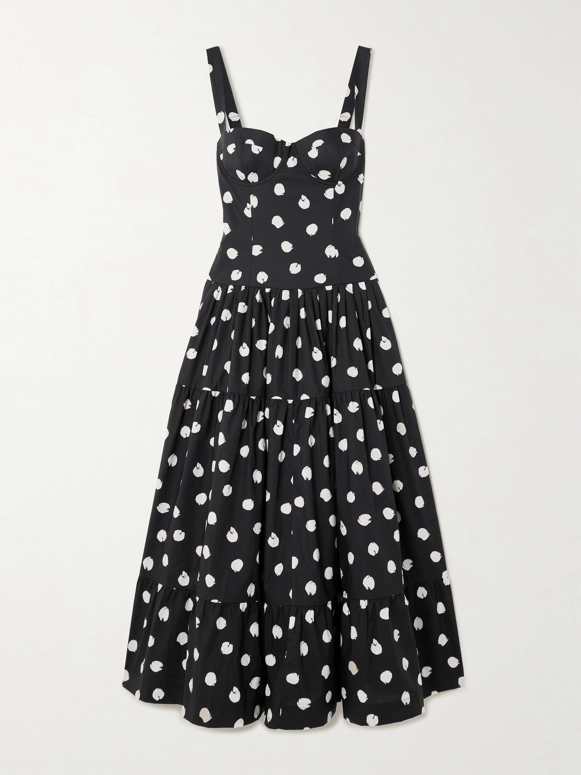 Santiago smocked tiered polka-dot cotton-poplin midi dress view