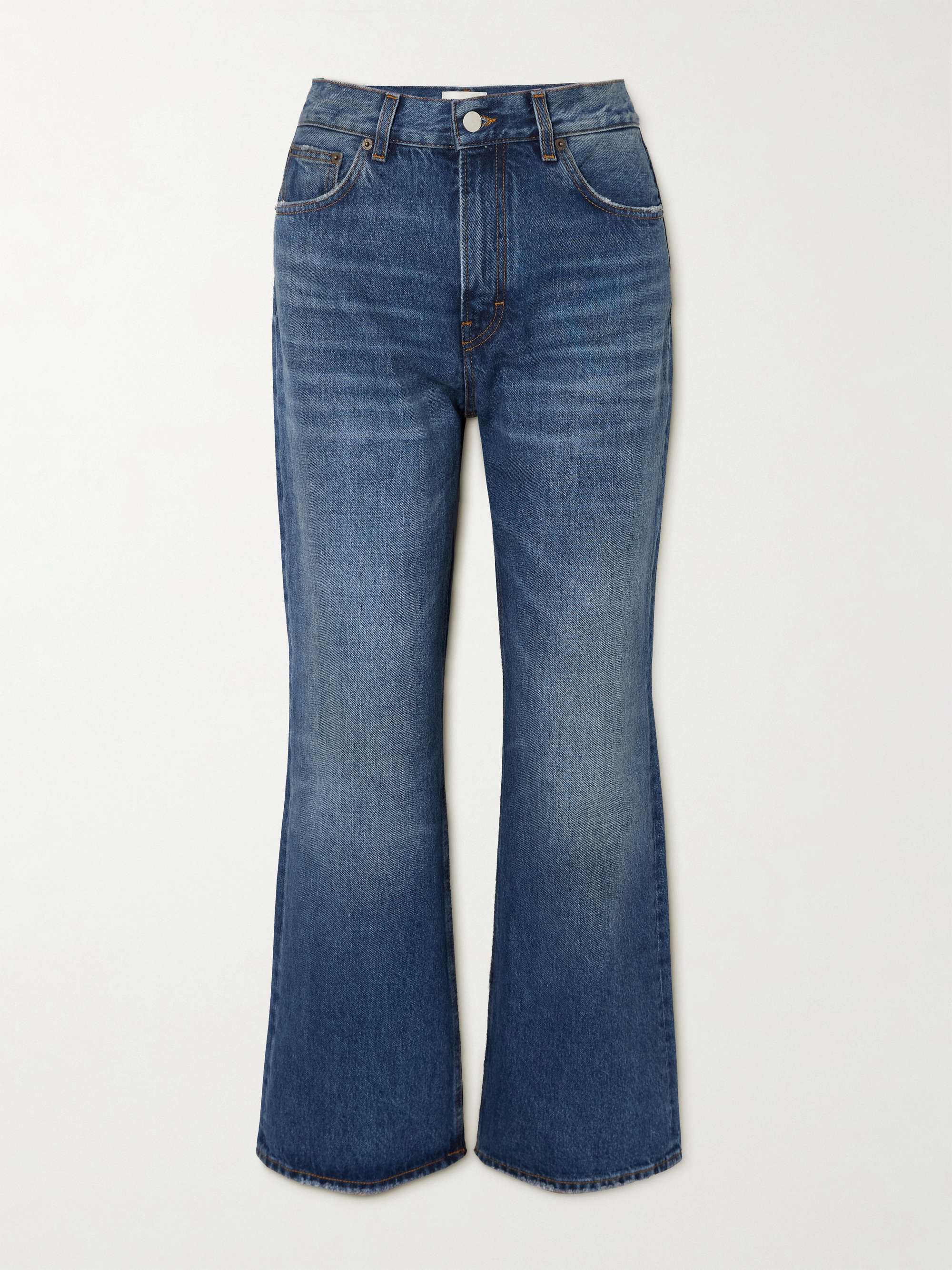 Korea distressed high-rise wide-leg jeans view
