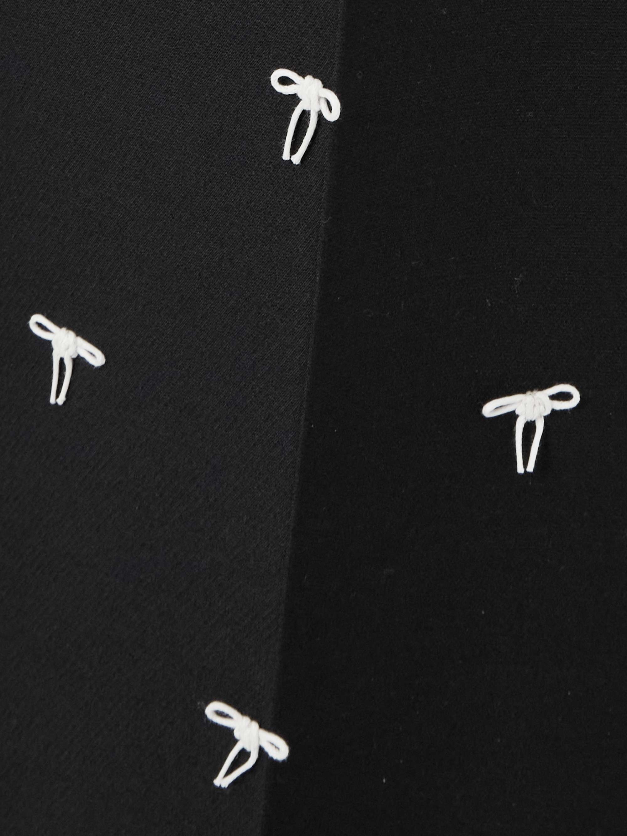 Bow-embellished wool and silk-blend twill wide-leg pants view