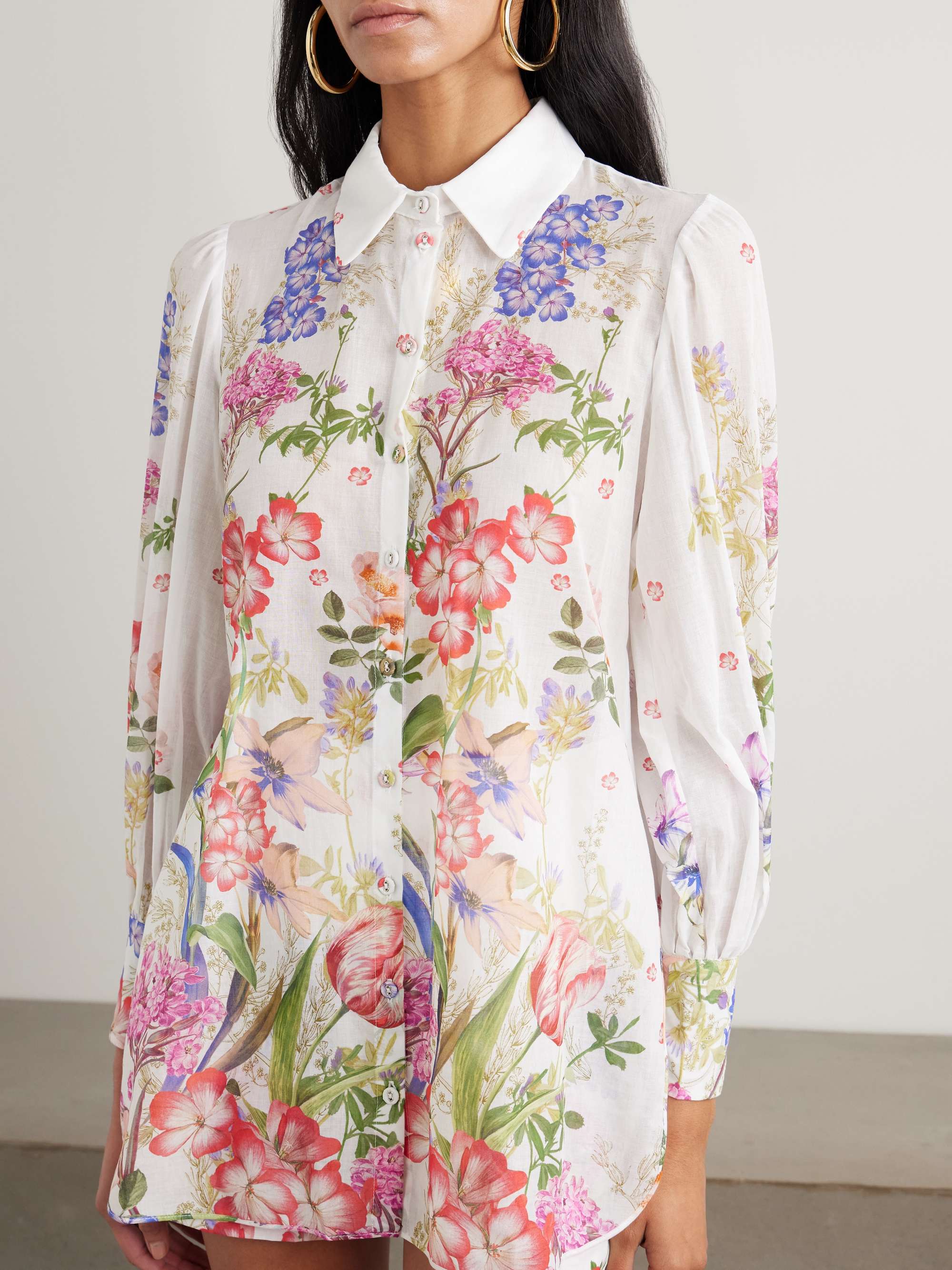 Aster floral-print cotton-blend voile shirt view