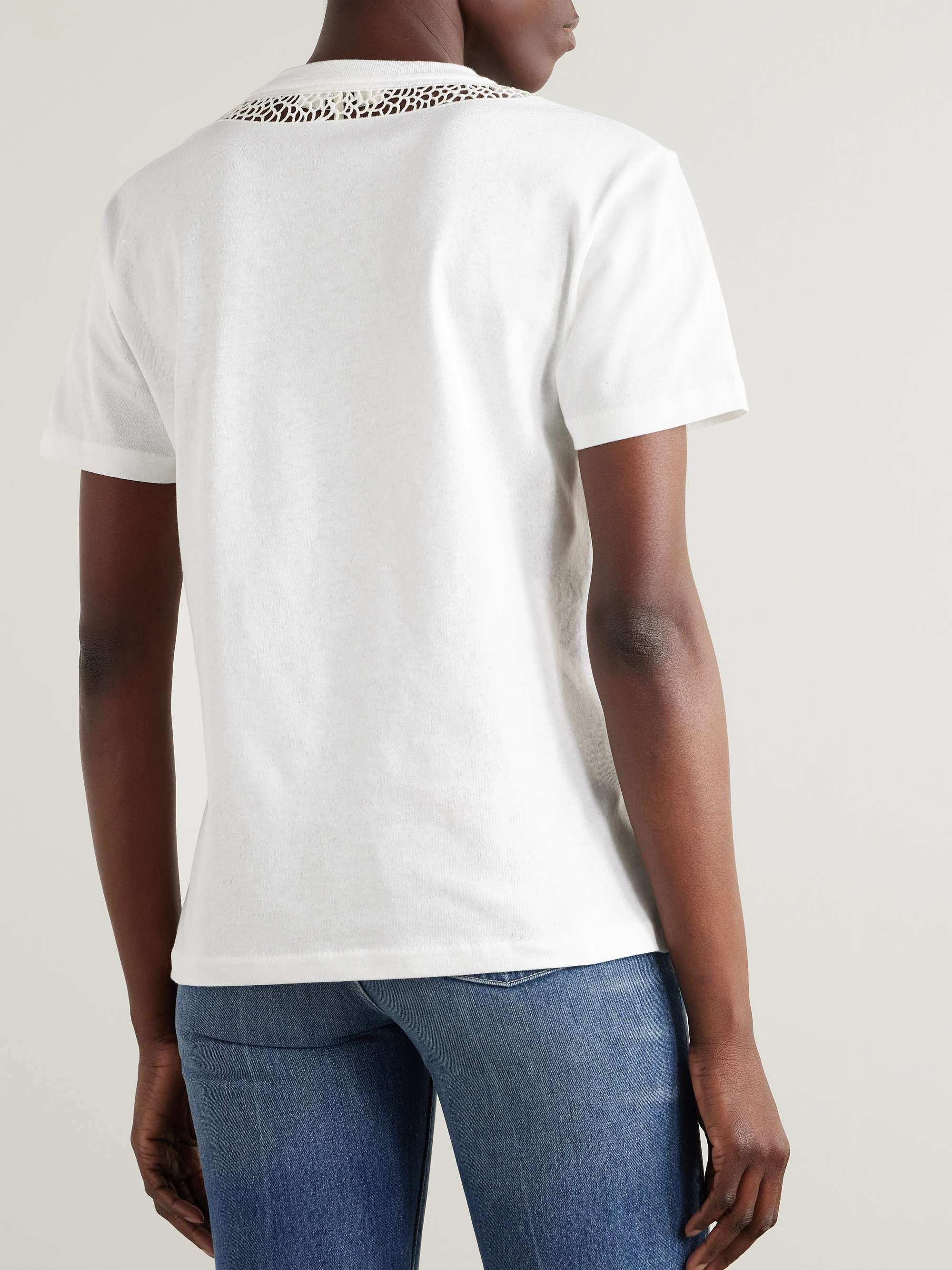 Crochet-trimmed cotton-jersey T-shirt view