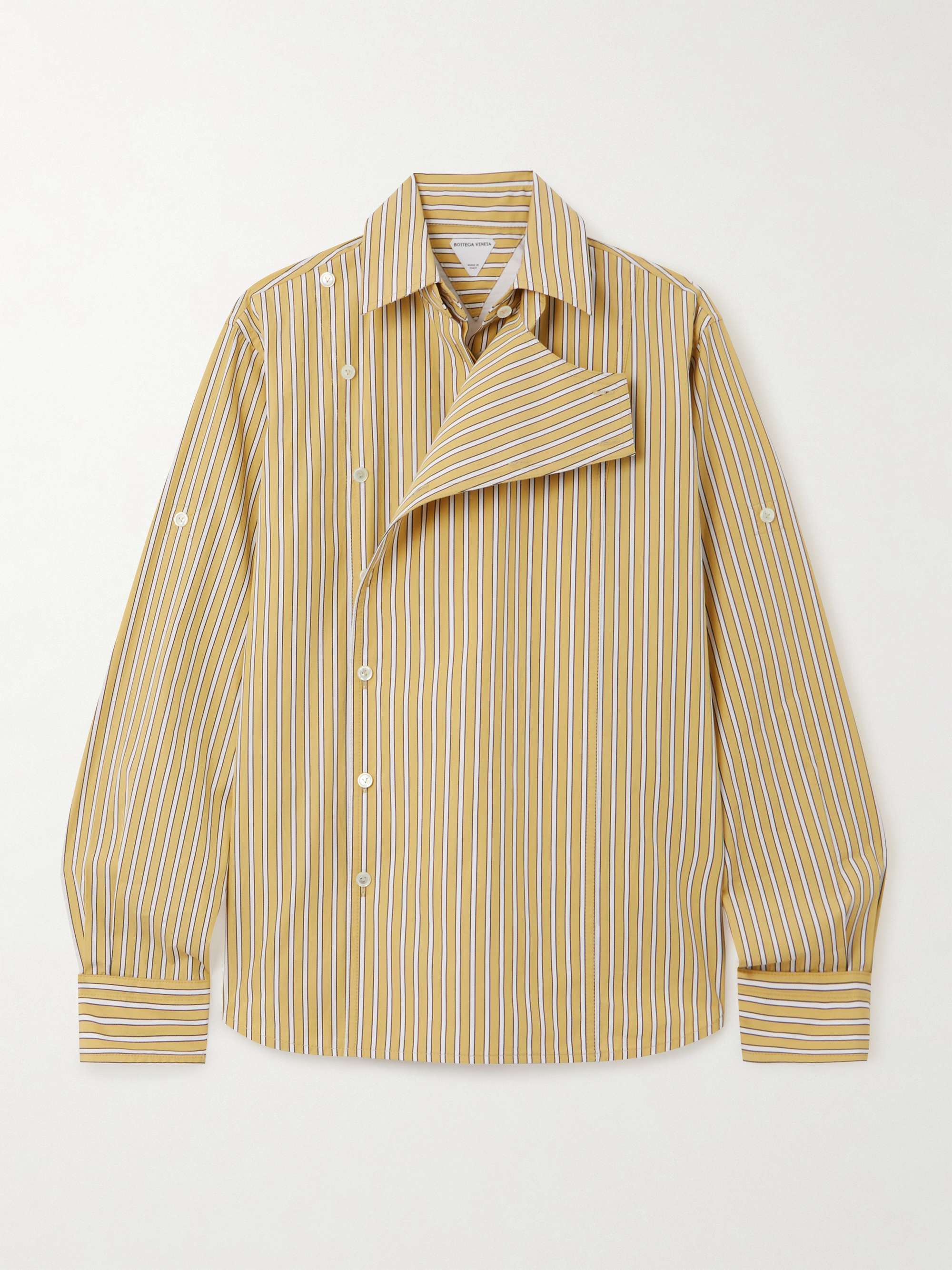 Asymmetric striped cotton-poplin shirt view