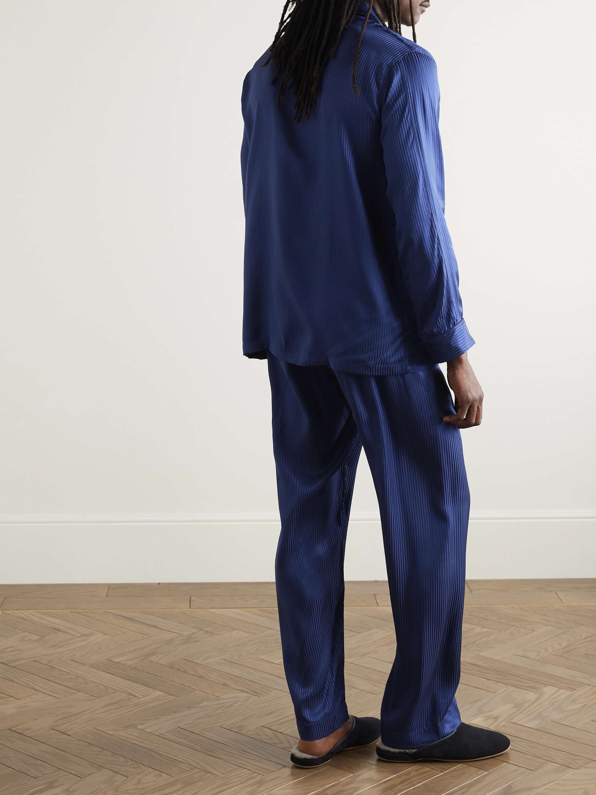Woburn 8 Striped Silk-Satin Pyjama Set view