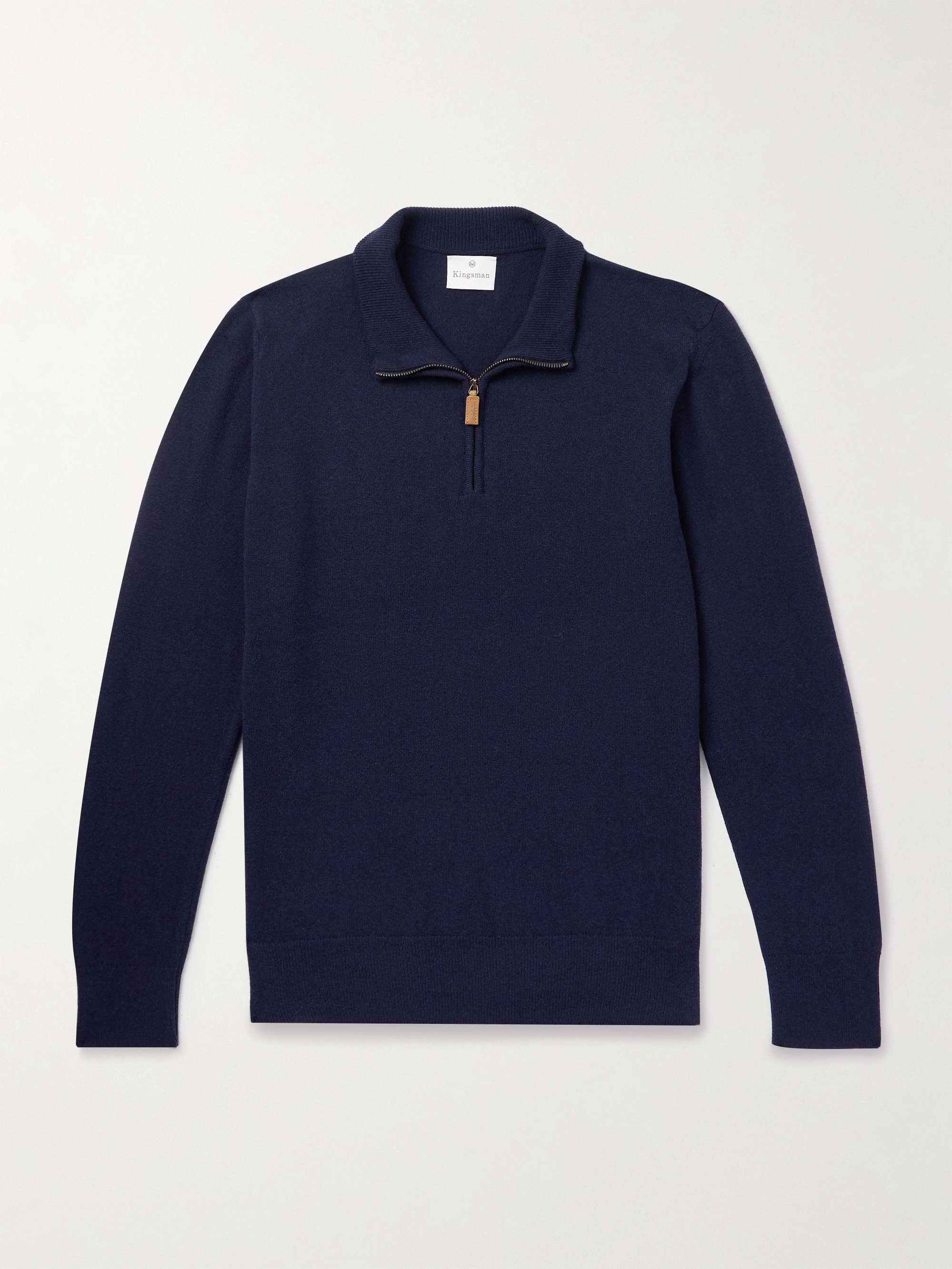 Merino Wool and Cashmere-Blend Half-Zip Sweater view
