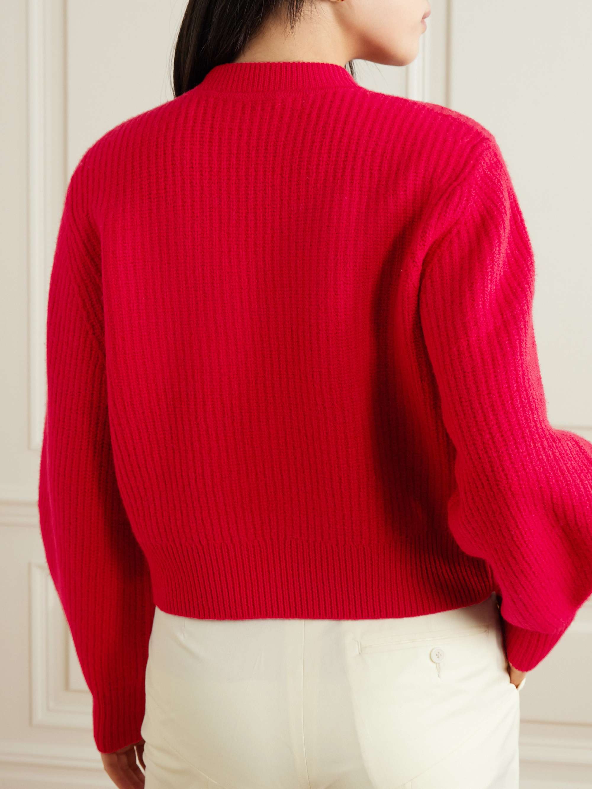 Nolly embellished ribbed-knit merino wool sweater view