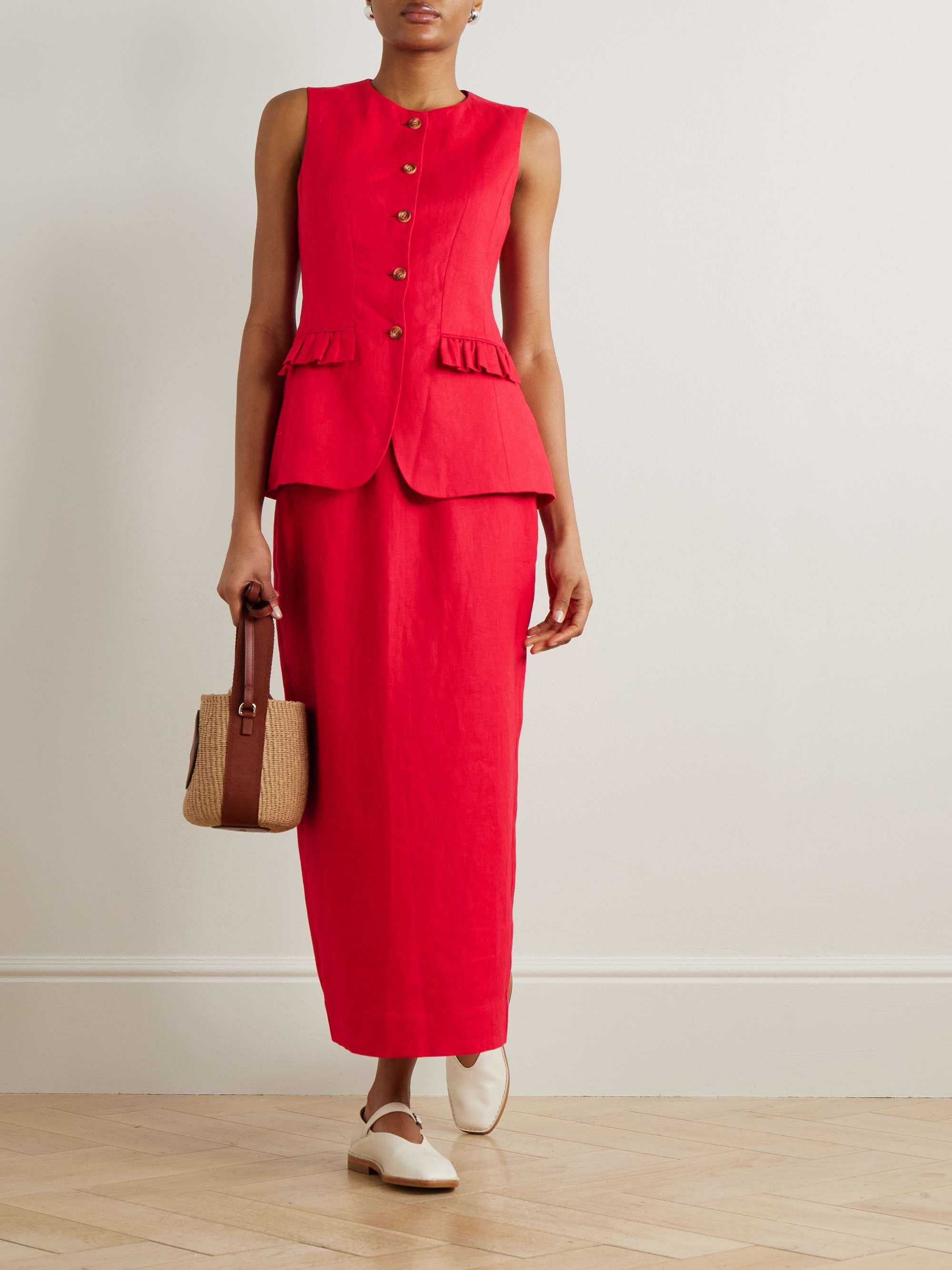 Matilda ruffled linen vest view