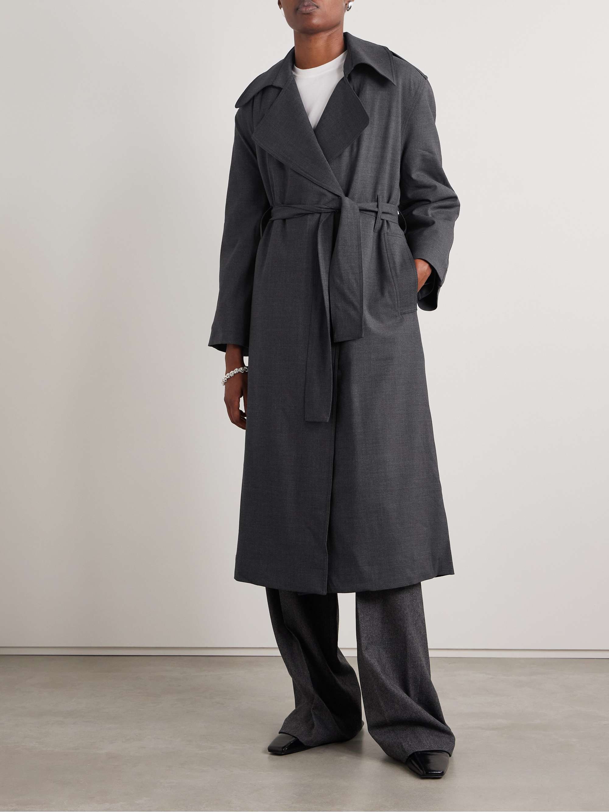Jane belted double-breasted wool-blend trench coat view